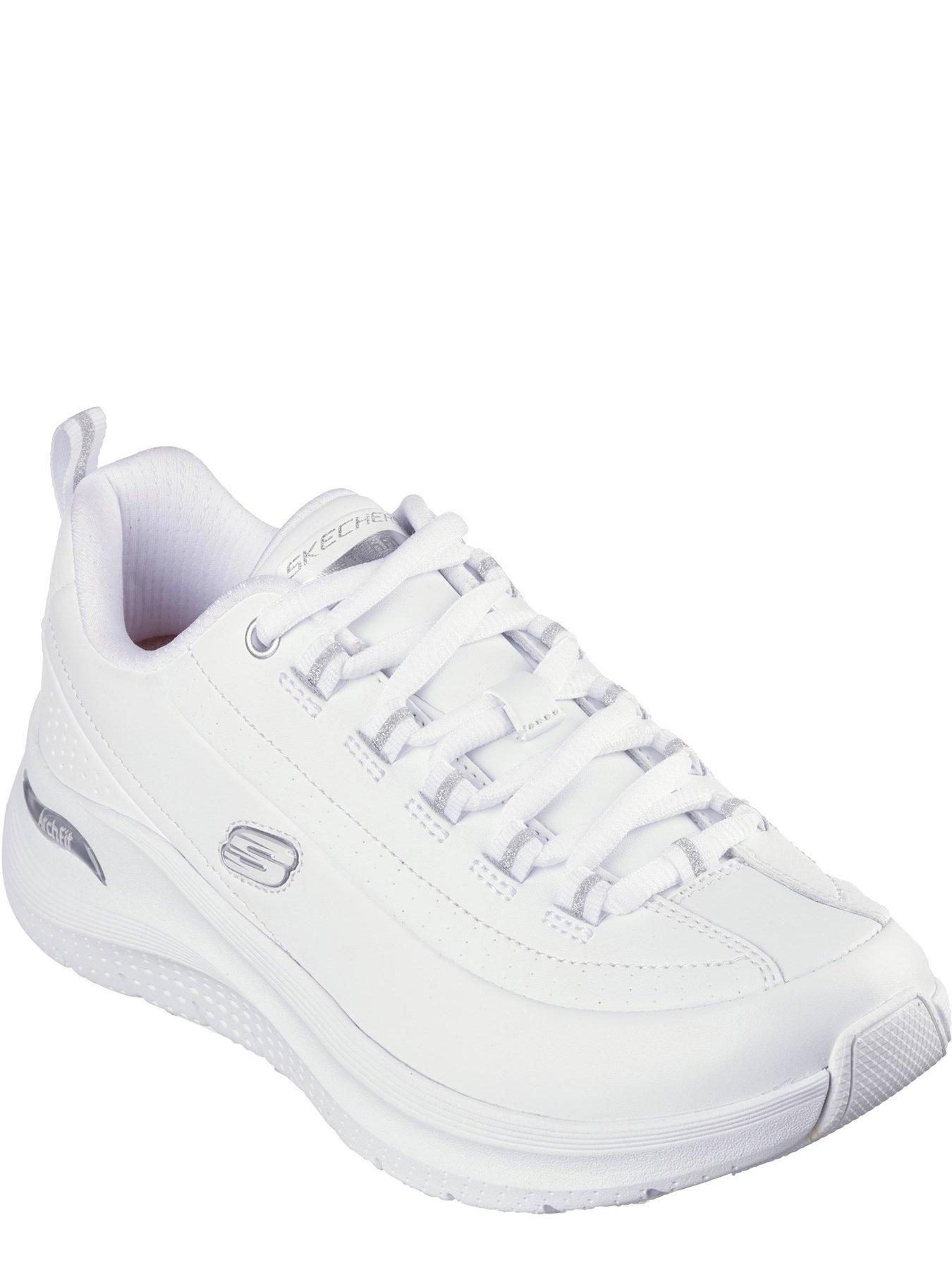 Skechers ladies sale white leather trainers