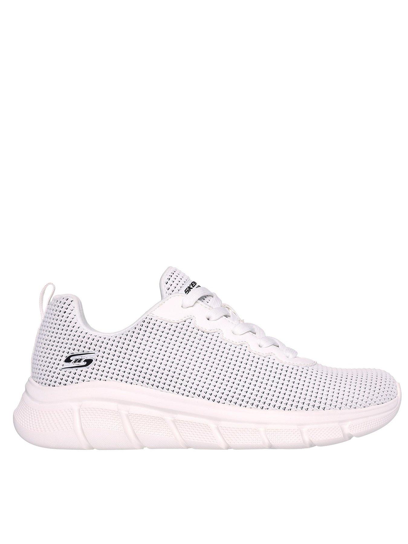 Skechers Bobs Flex Two Tone Knit Lace up Trainers White Very