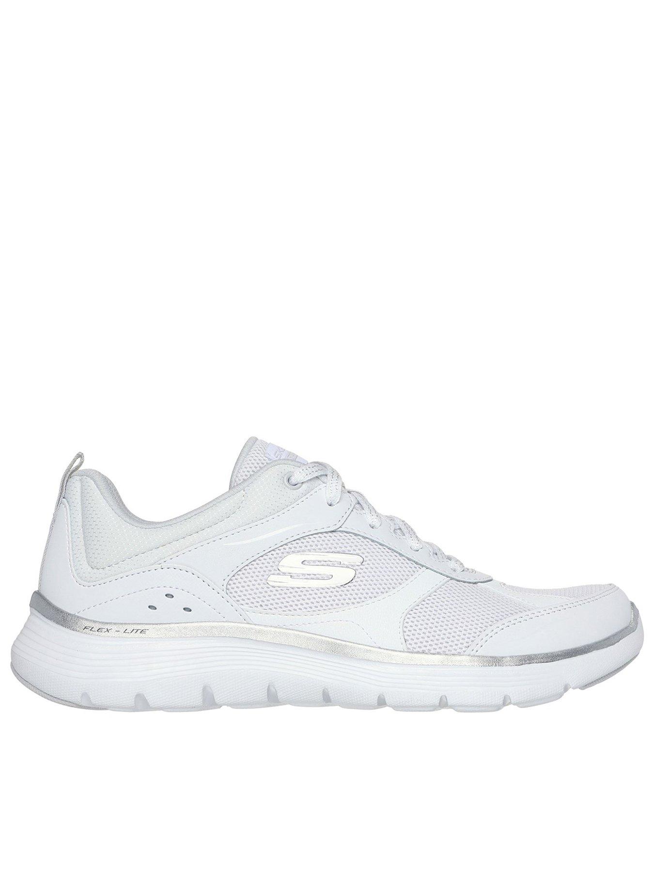 Skechers Flex Appeal 5.0 Mesh Lace up Trainers - White, White, Size 4, Women