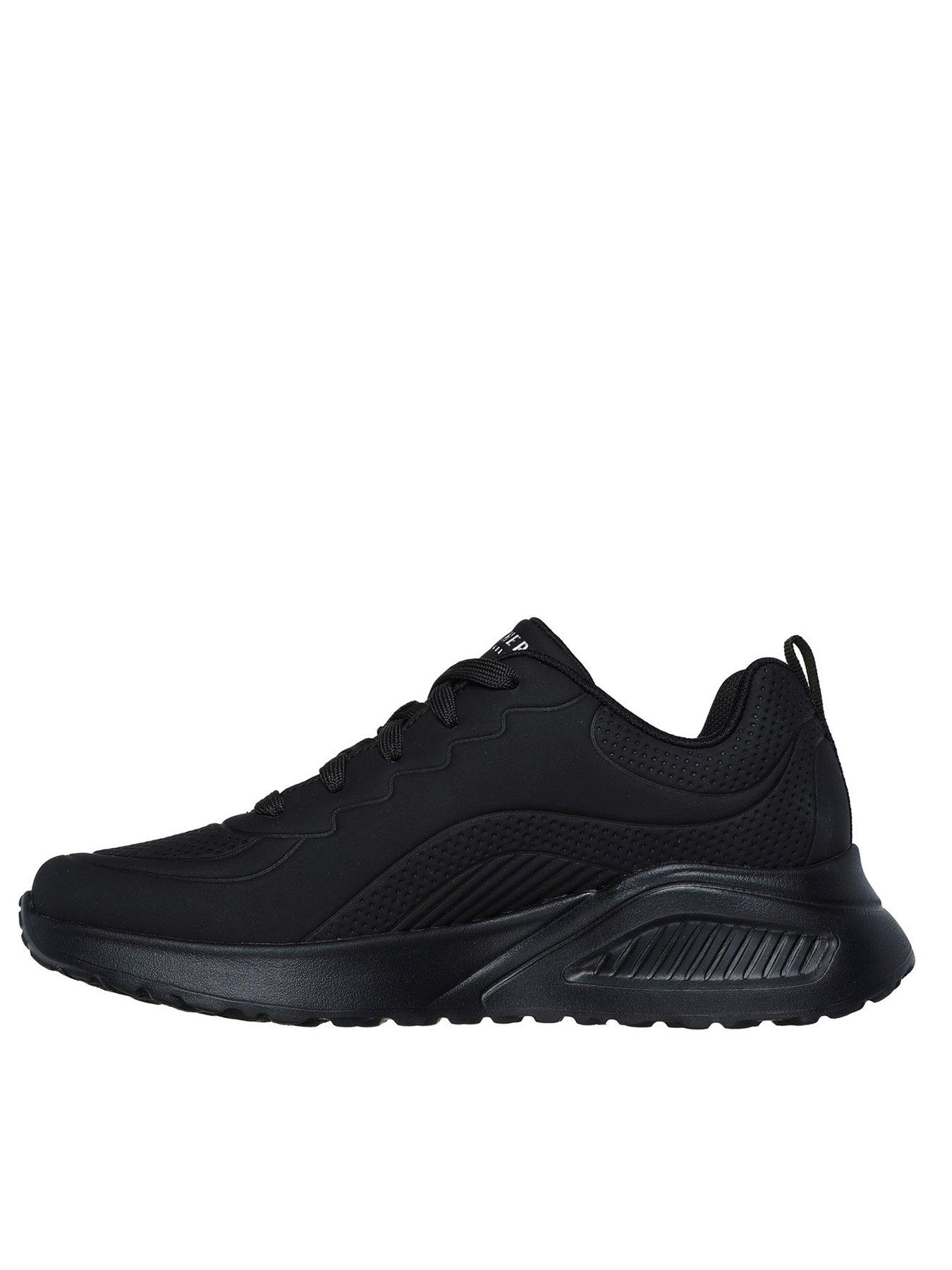 Skechers Uno Deboss Durabuck Lace up Fashion Trainers - Black | Very.co.uk