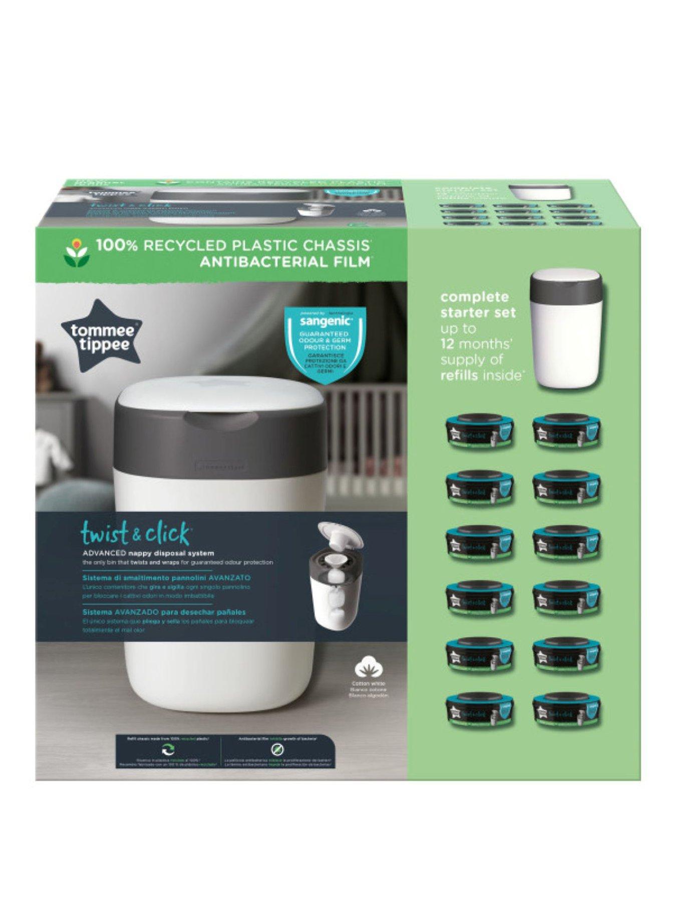Tommee Tippee Twist Click Nappy Disposal Bin with 12 Refill