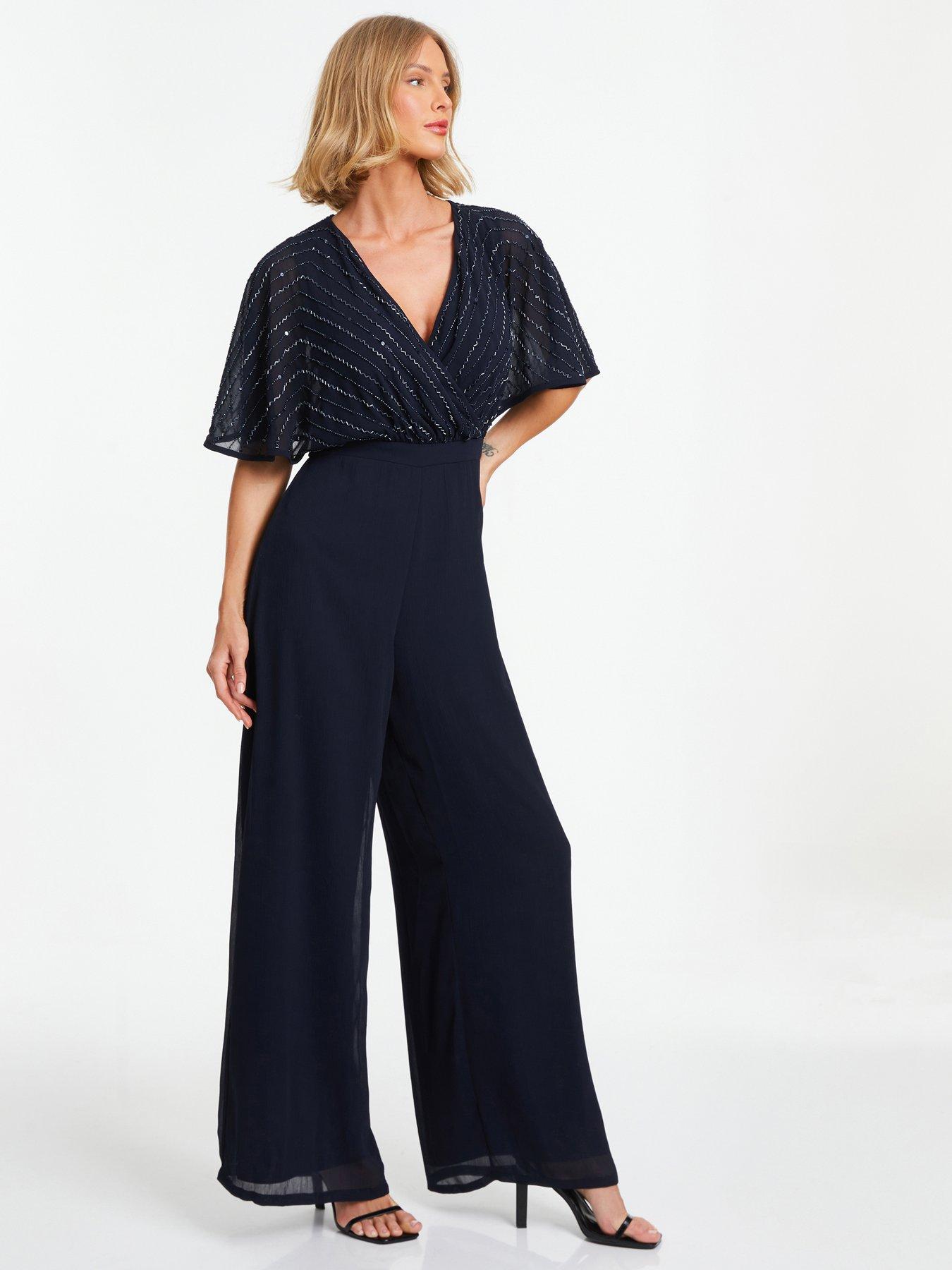 Quiz navy cheap palazzo jumpsuit