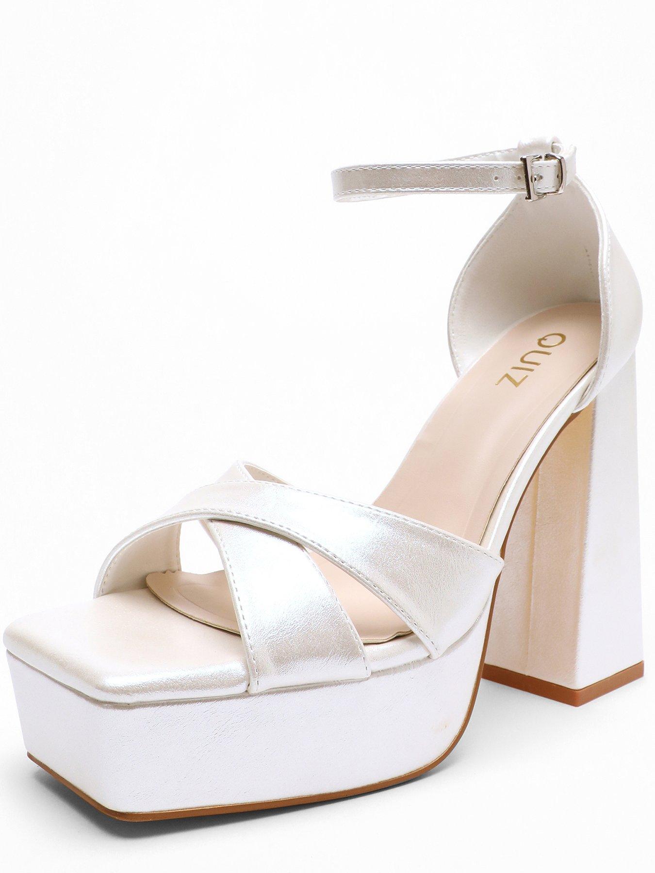 White shimmer heels hotsell