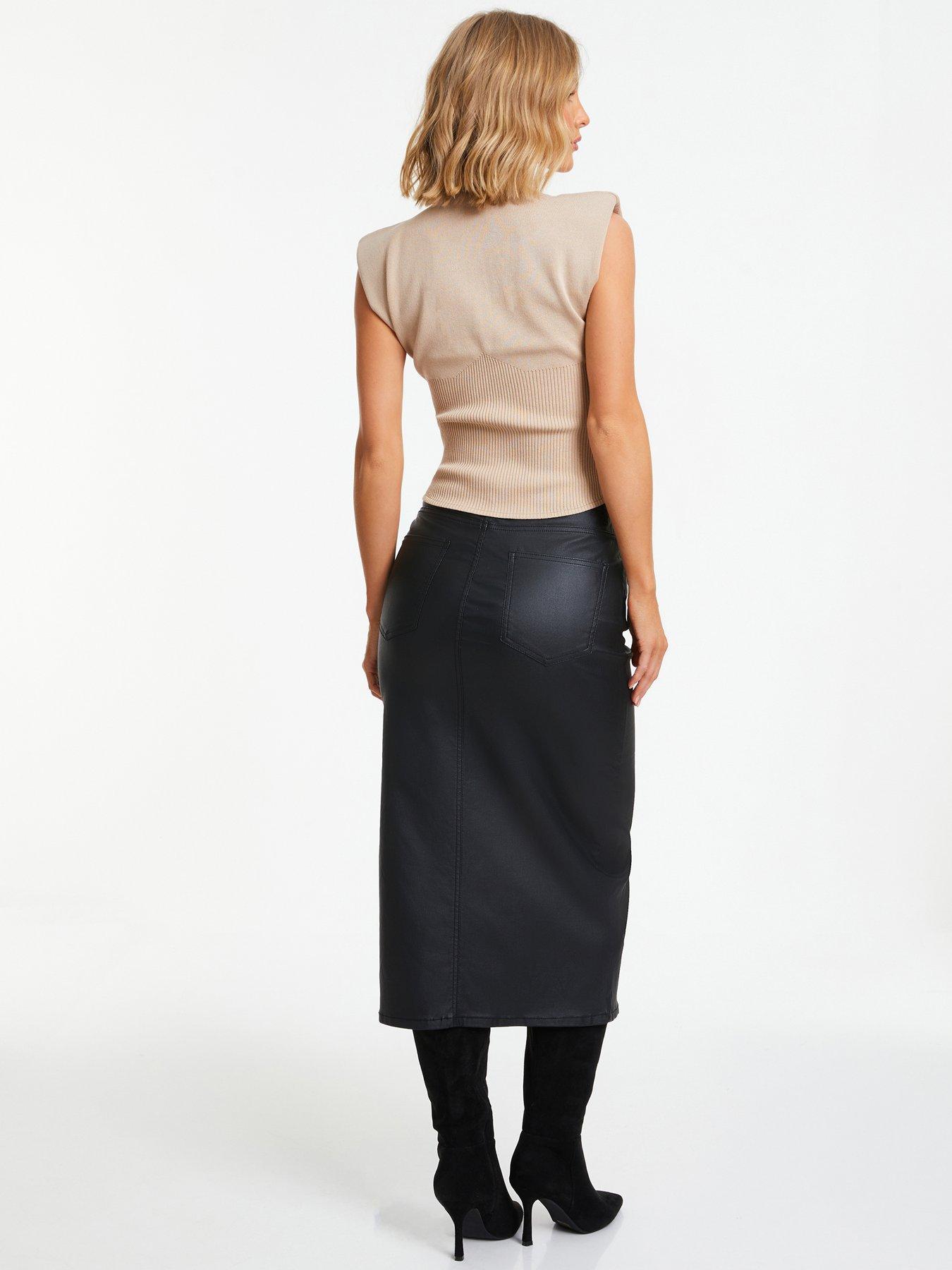 Pour Moi Elise Faux Leather Midi Pencil Skirt