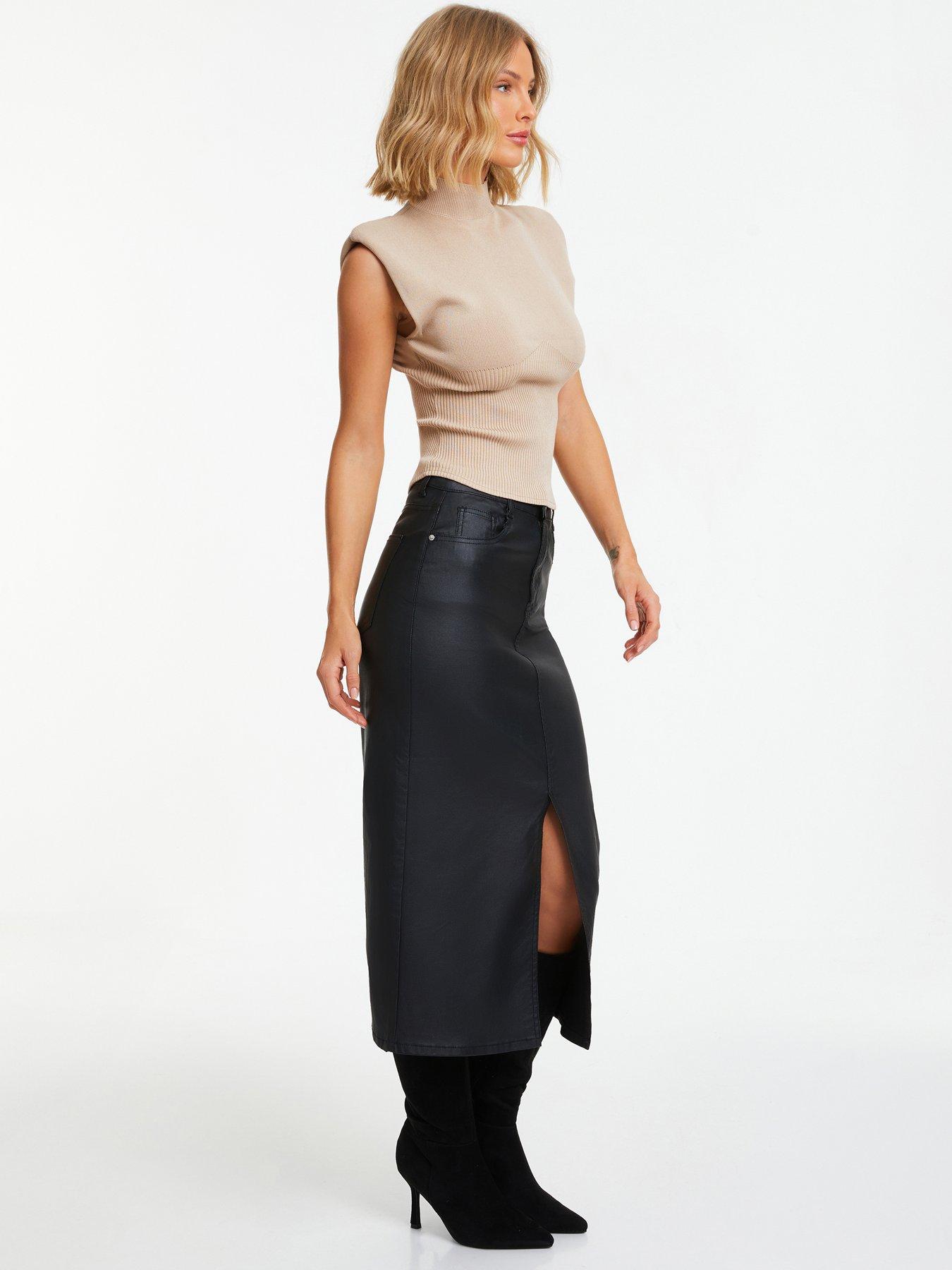 Pour Moi Elise Faux Leather Midi Pencil Skirt