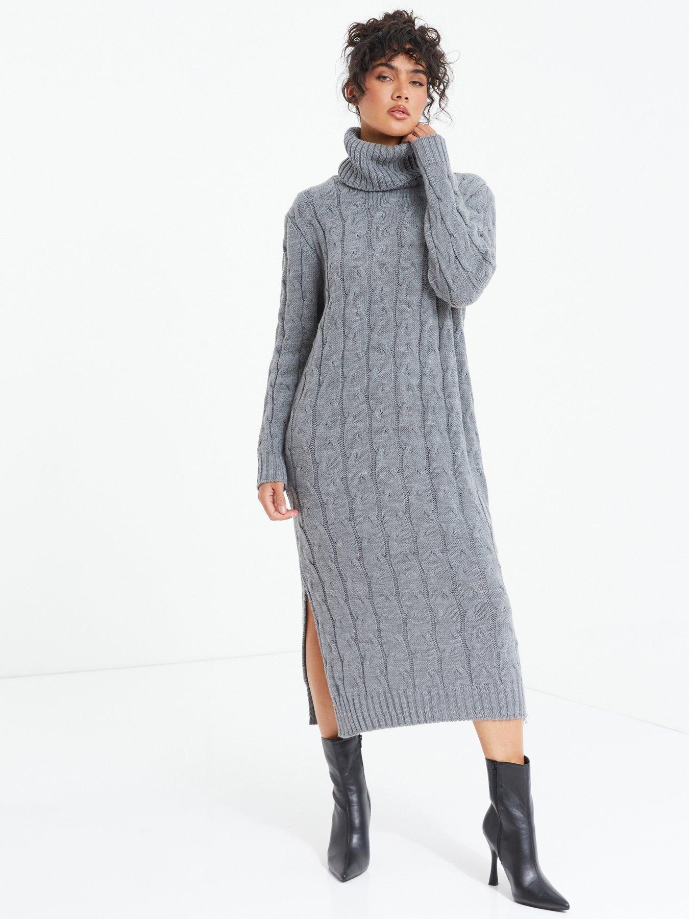 Grey high neck jumper dress best sale