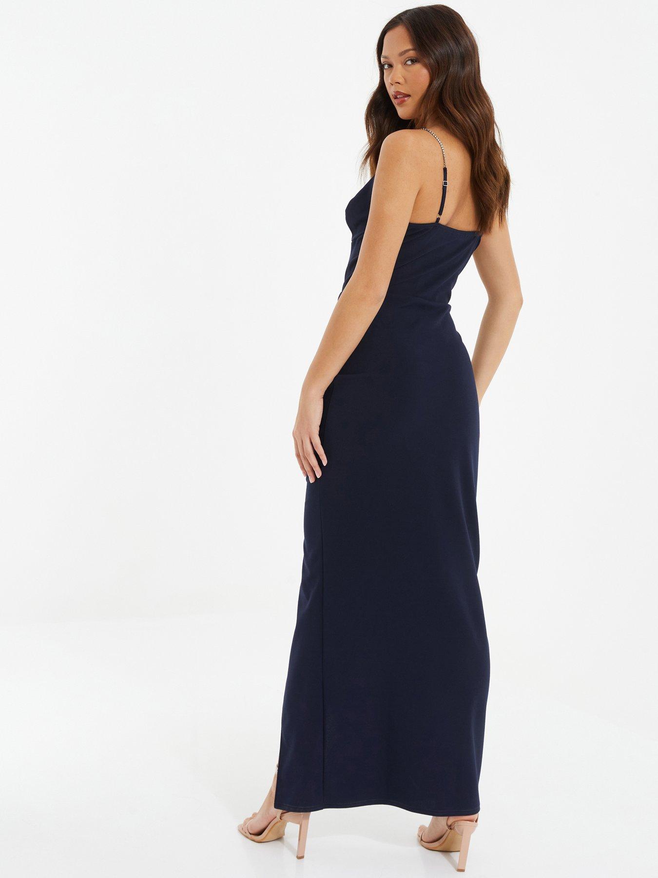 Quiz navy dress maxi hotsell