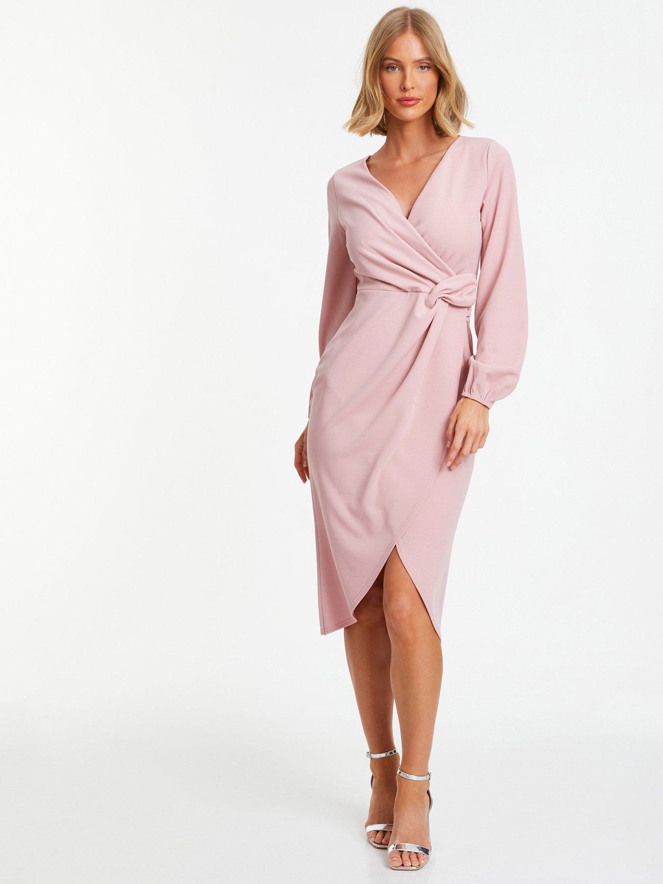 Quiz pink wrap dress deals