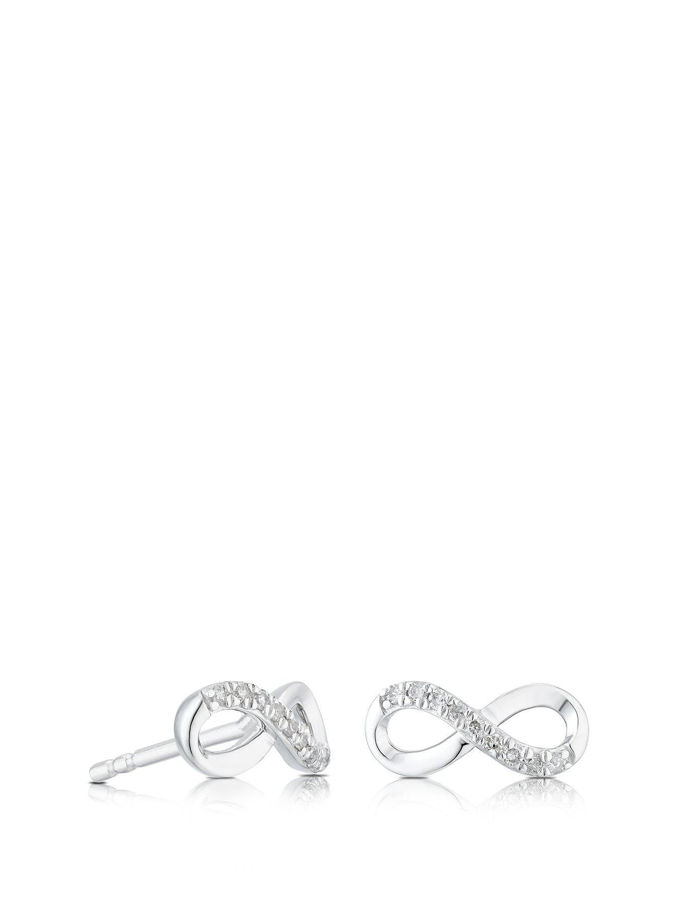 Product photograph of Ernest Jones Silver Infinity Diamond Stud Earrings from very.co.uk