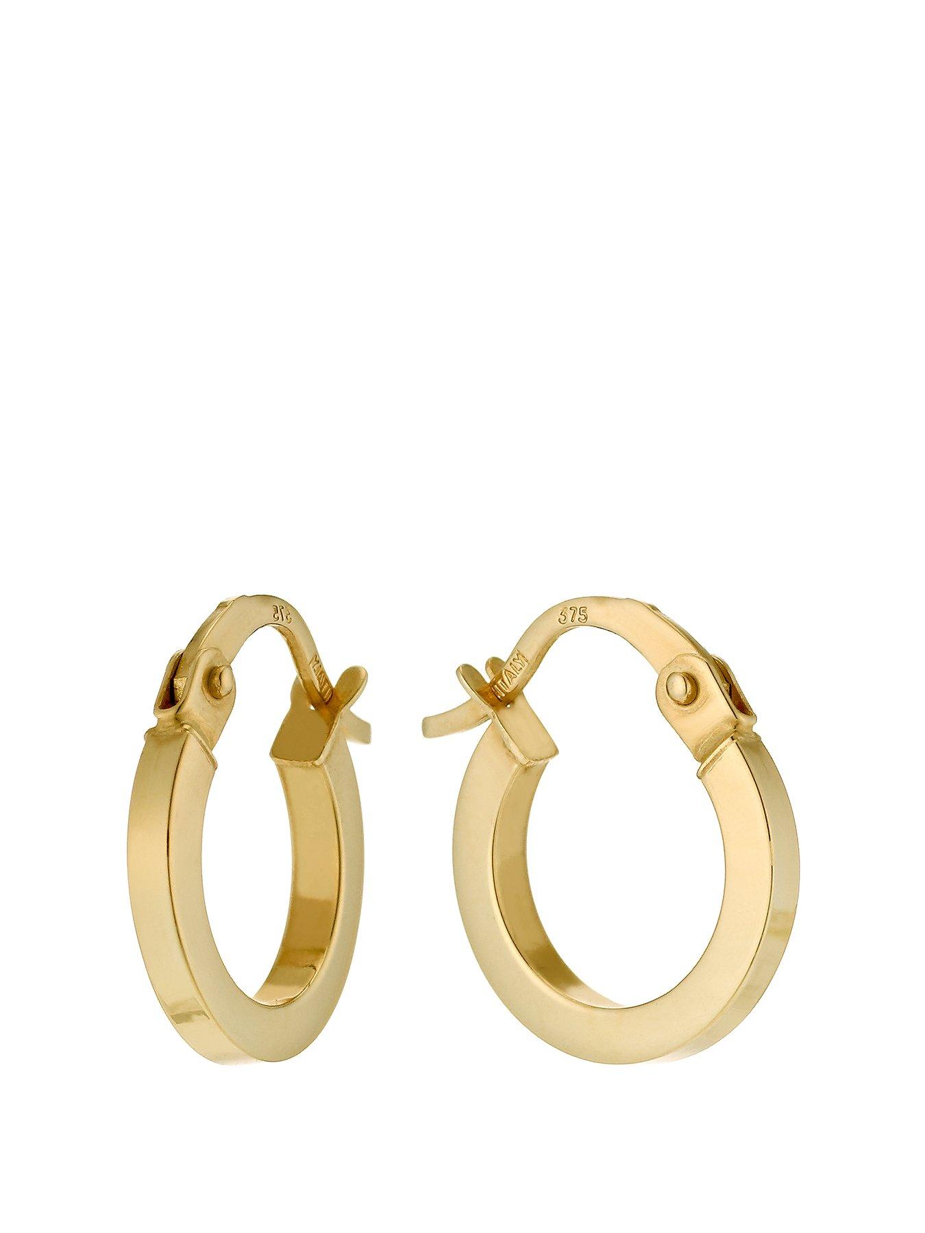 Product photograph of Ernest Jones 9ct Yellow Gold 8mm Hoop Earrings from very.co.uk
