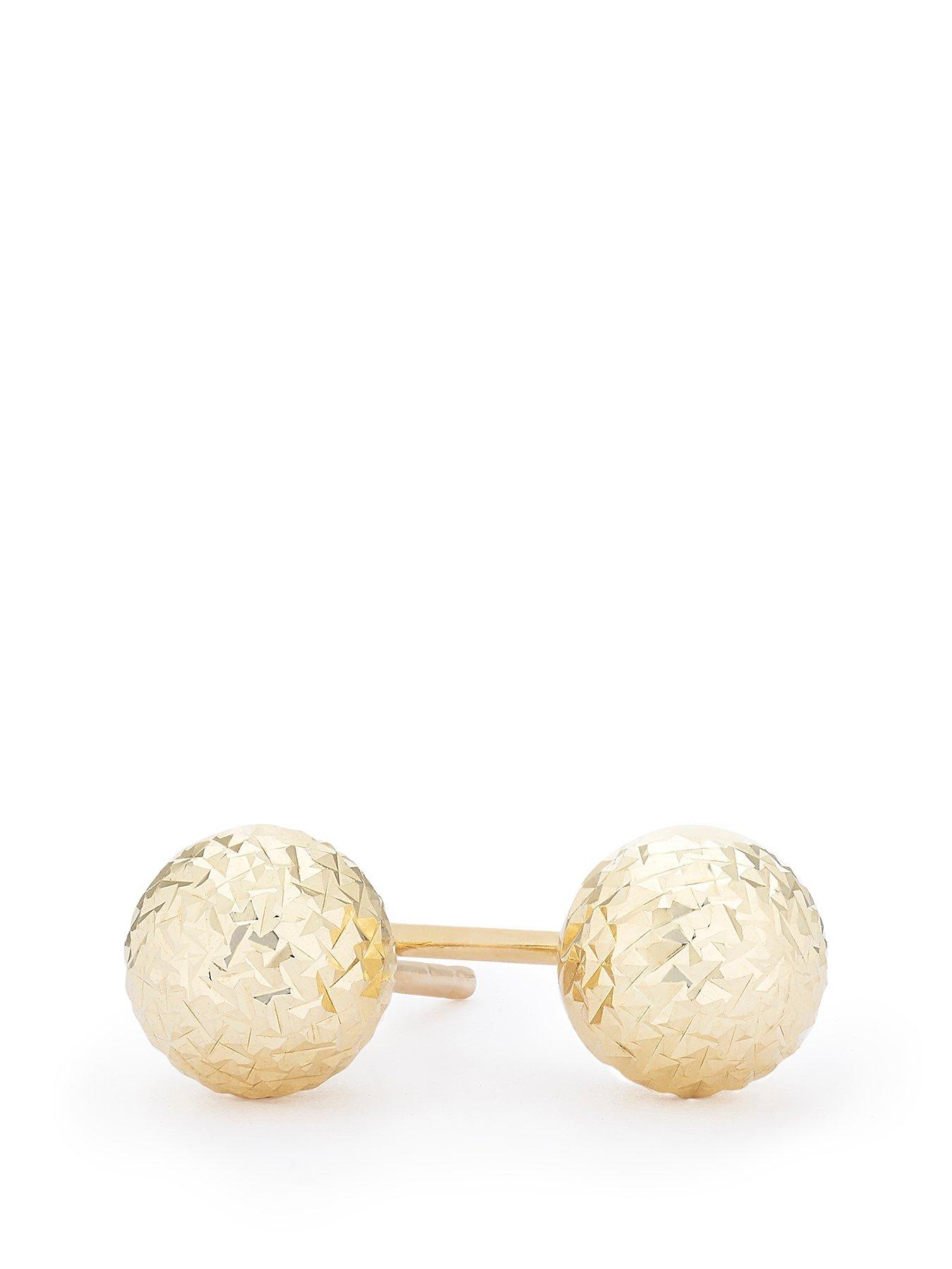 Product photograph of Ernest Jones 9ct Yellow Gold 6mm Textured Sphere Stud Earrings from very.co.uk