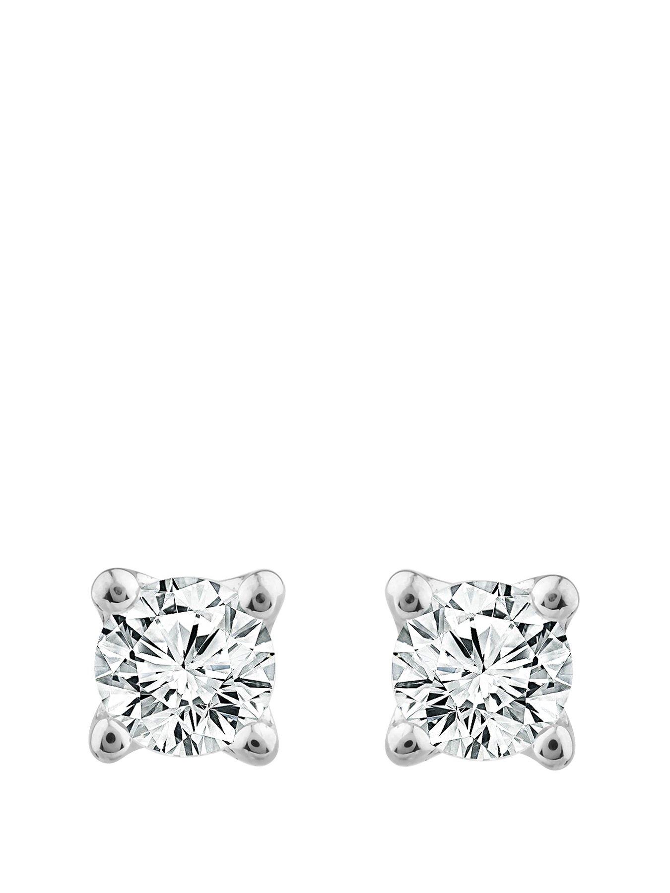 Product photograph of Ernest Jones 9ct White Gold 0 15ct Diamond Solitaire La Pousette Earrings from very.co.uk