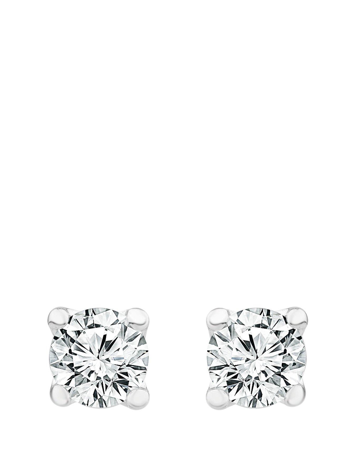 Product photograph of Ernest Jones 9ct White Gold 0 25ct Diamond Solitaire La Pousette Earrings from very.co.uk