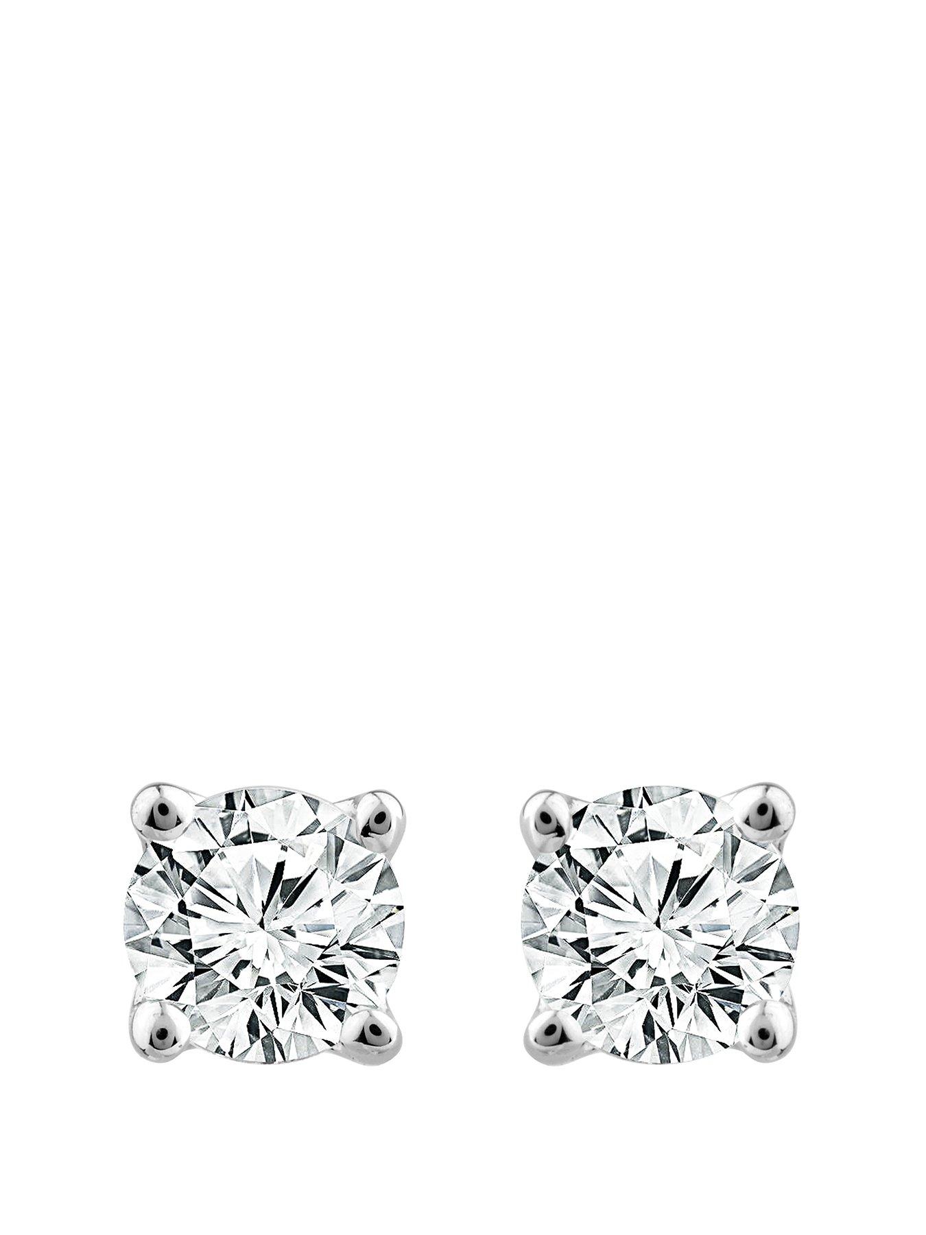 Product photograph of Ernest Jones 9ct White Gold 0 33ct Diamond Solitaire La Pousette Earrings from very.co.uk