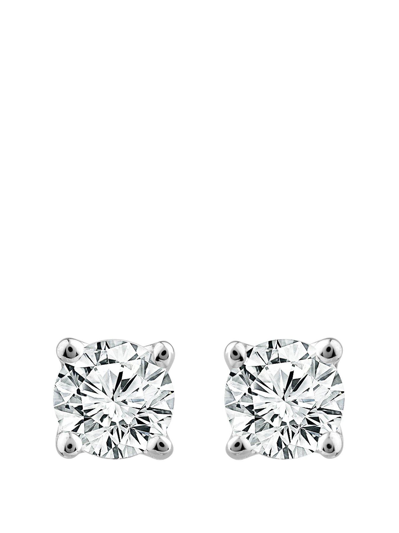 undefined 9ct White Gold Earrings. 0.33ct Diamond Solitaire La Pousette Earrings