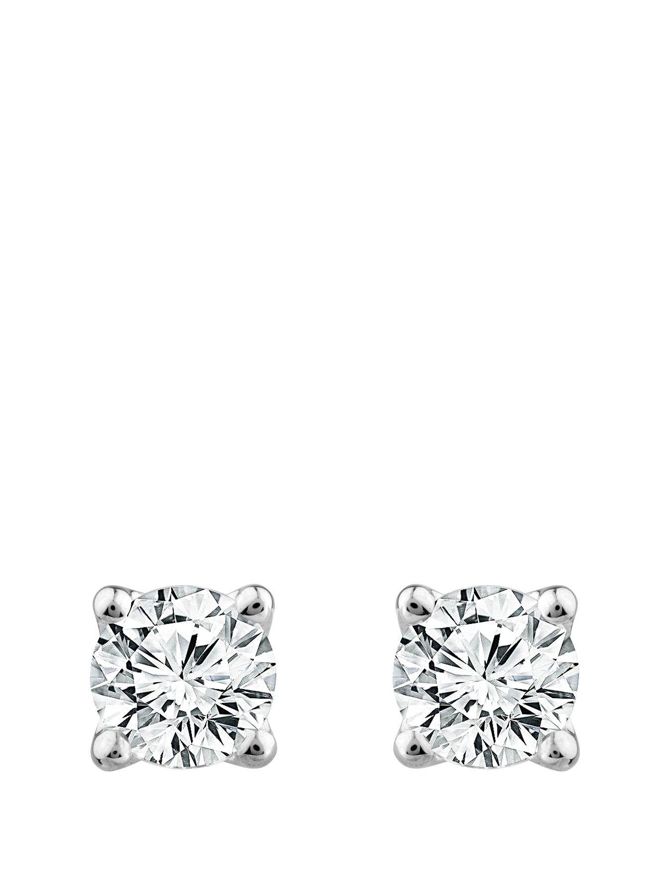 Product photograph of Ernest Jones 9ct White Gold 0 75ct Diamond Solitaire La Pousette Earrings from very.co.uk