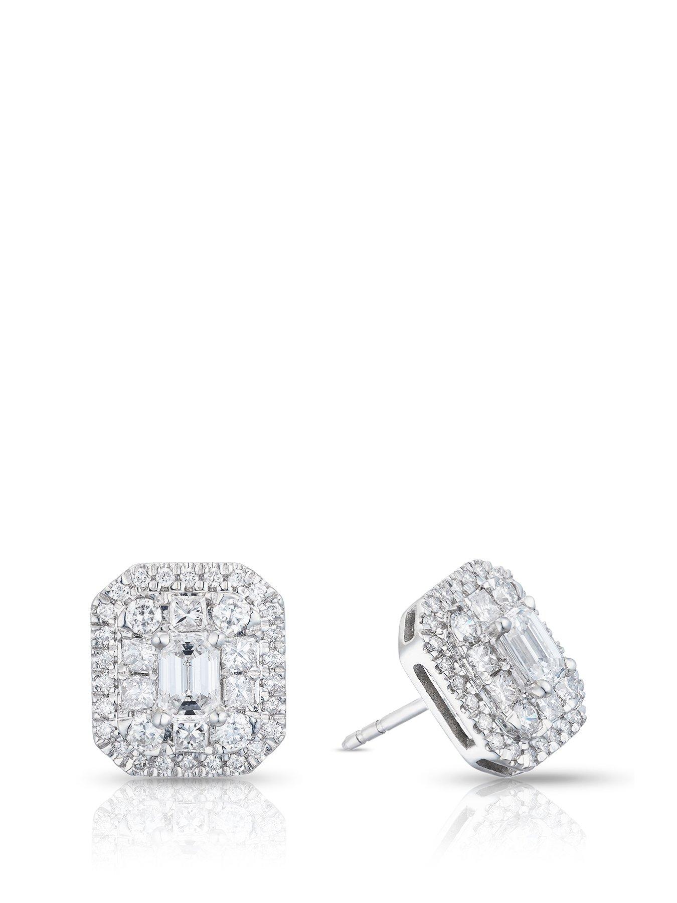 9ct White Gold Channel Set Diamond Hoop Earrings Ernest, 54% OFF