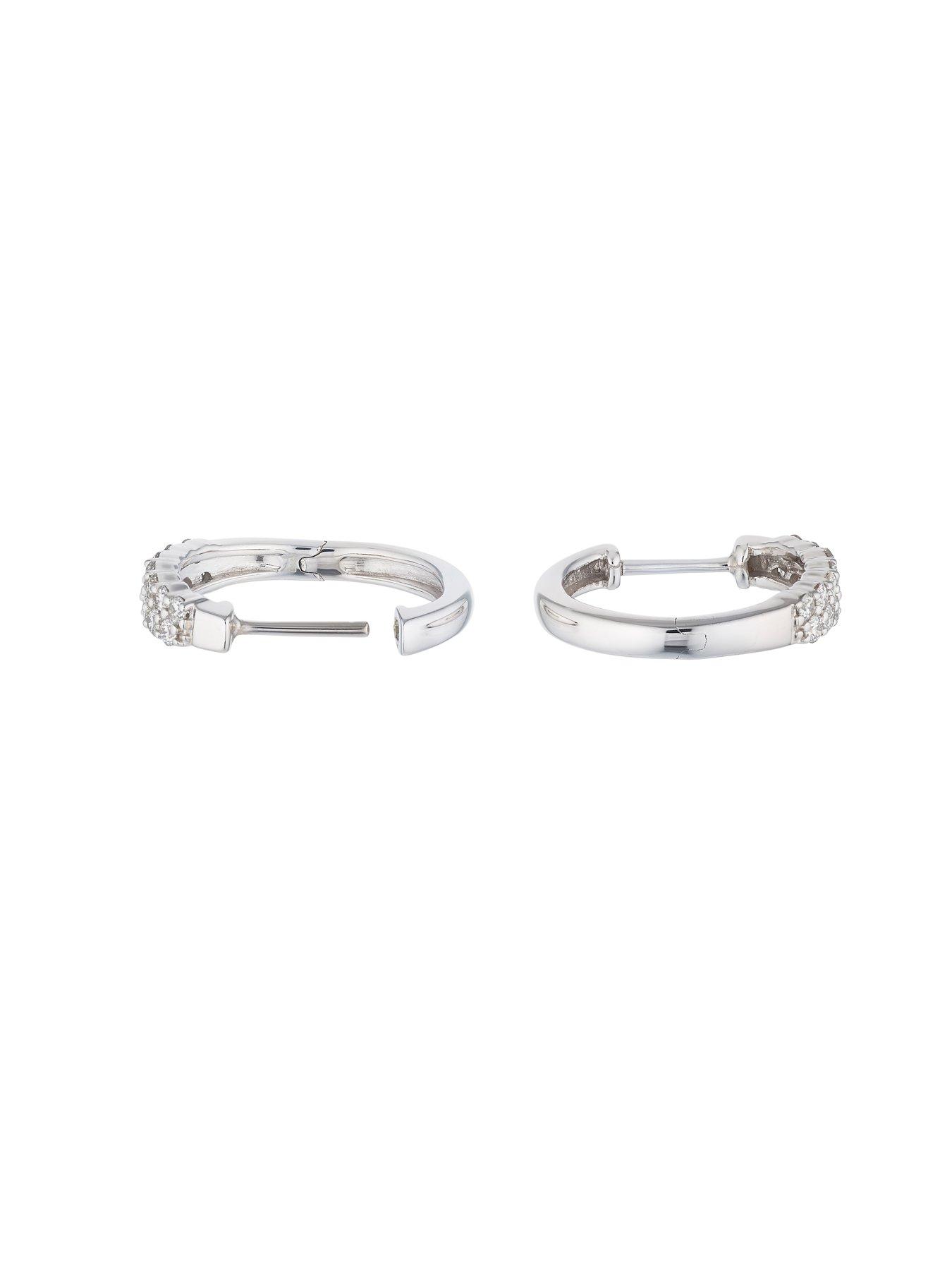 Image 2 of 4 of Ernest Jones 9ct White Gold 0.50ct Diamond Hoop Earrings