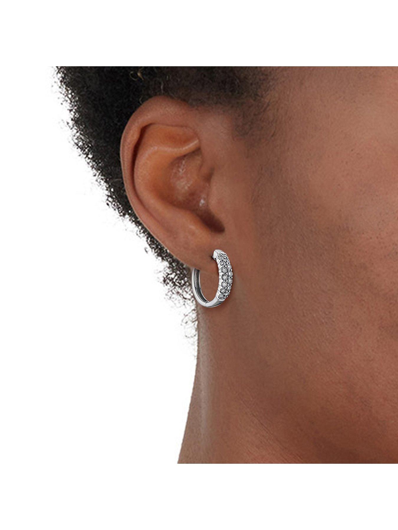 Image 3 of 4 of Ernest Jones 9ct White Gold 0.50ct Diamond Hoop Earrings