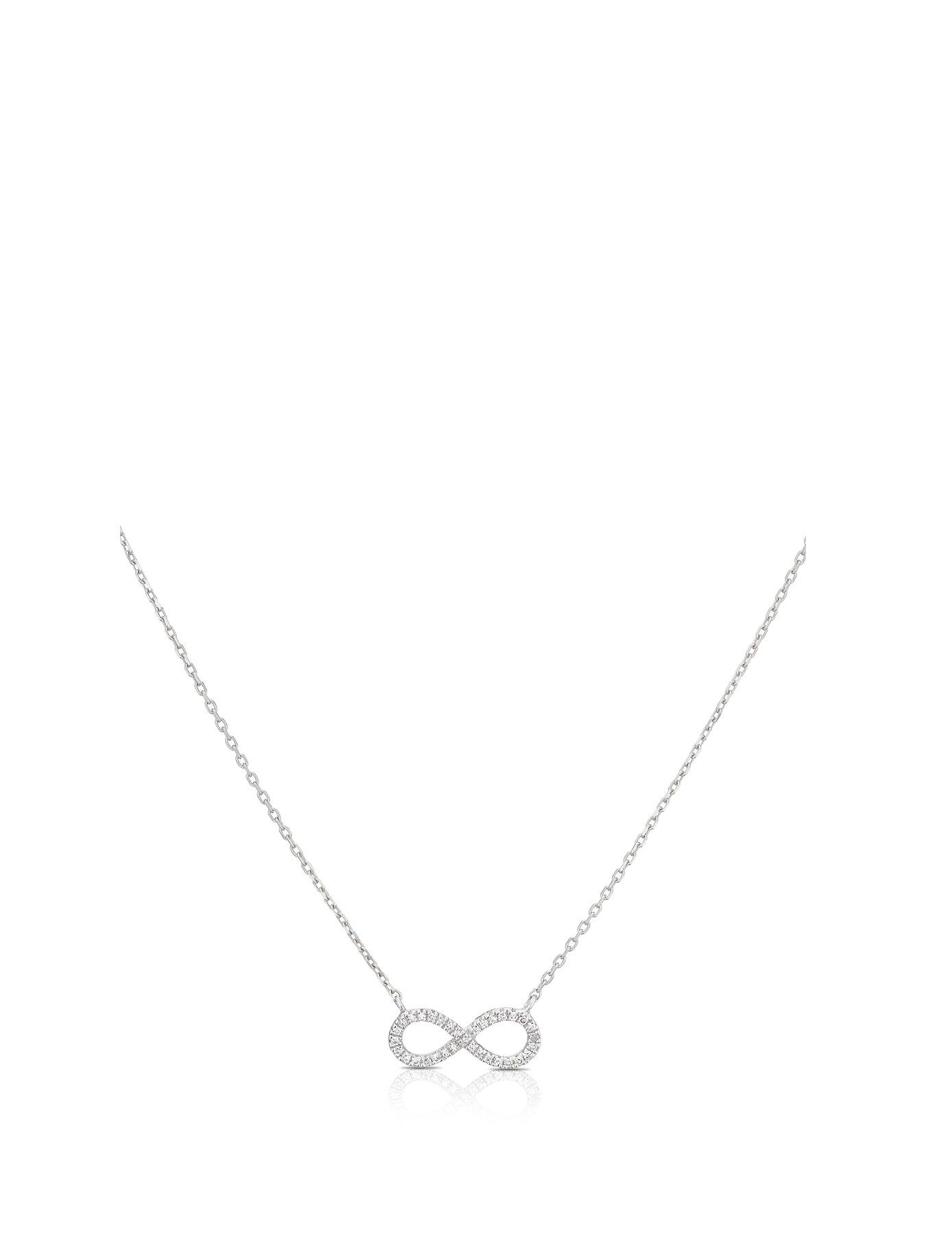 Product photograph of Ernest Jones 9ct White Gold Diamond Infinity Necklace from very.co.uk