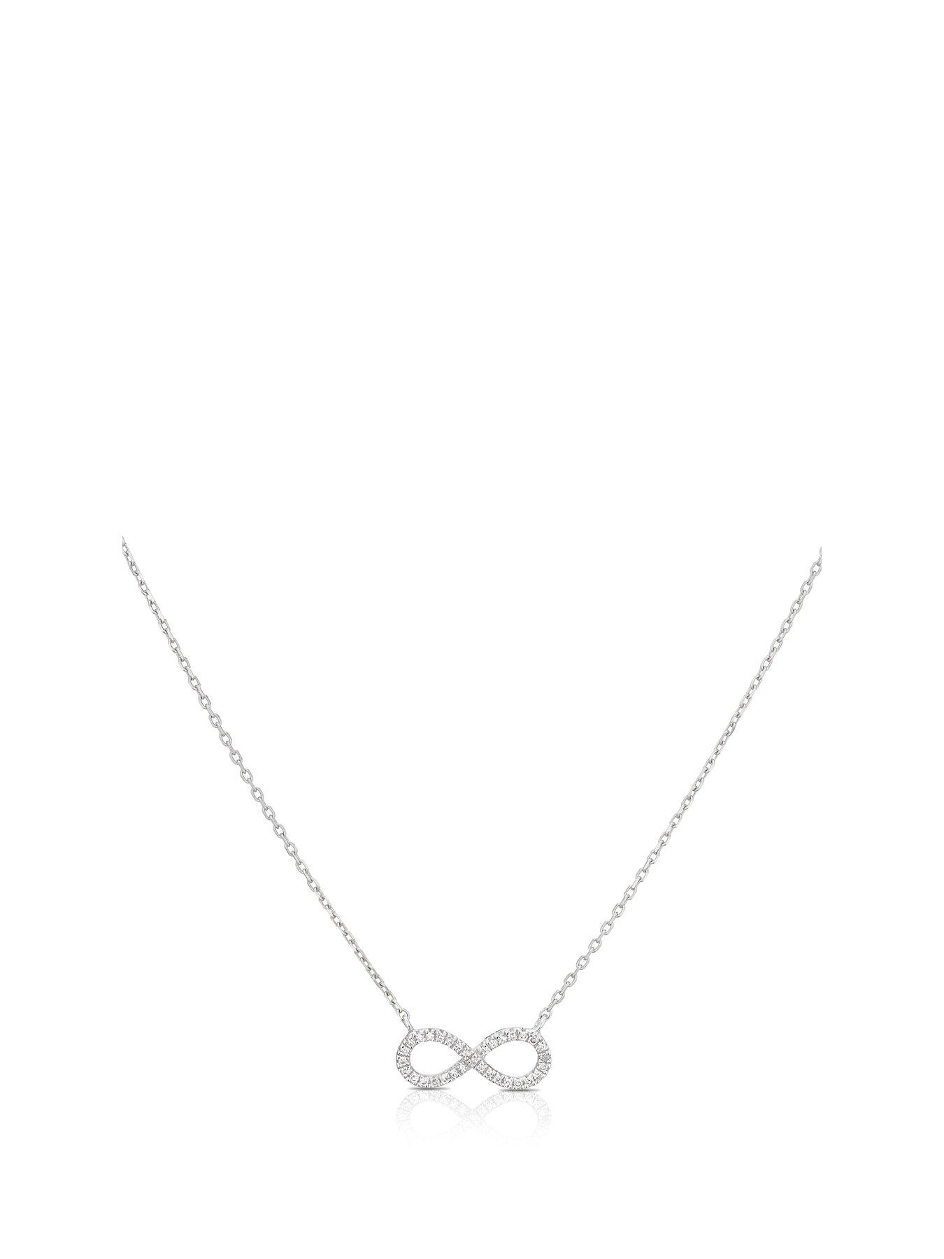 Image of Ernest Jones 9ct White Gold Necklace. Diamond Infinity Necklace