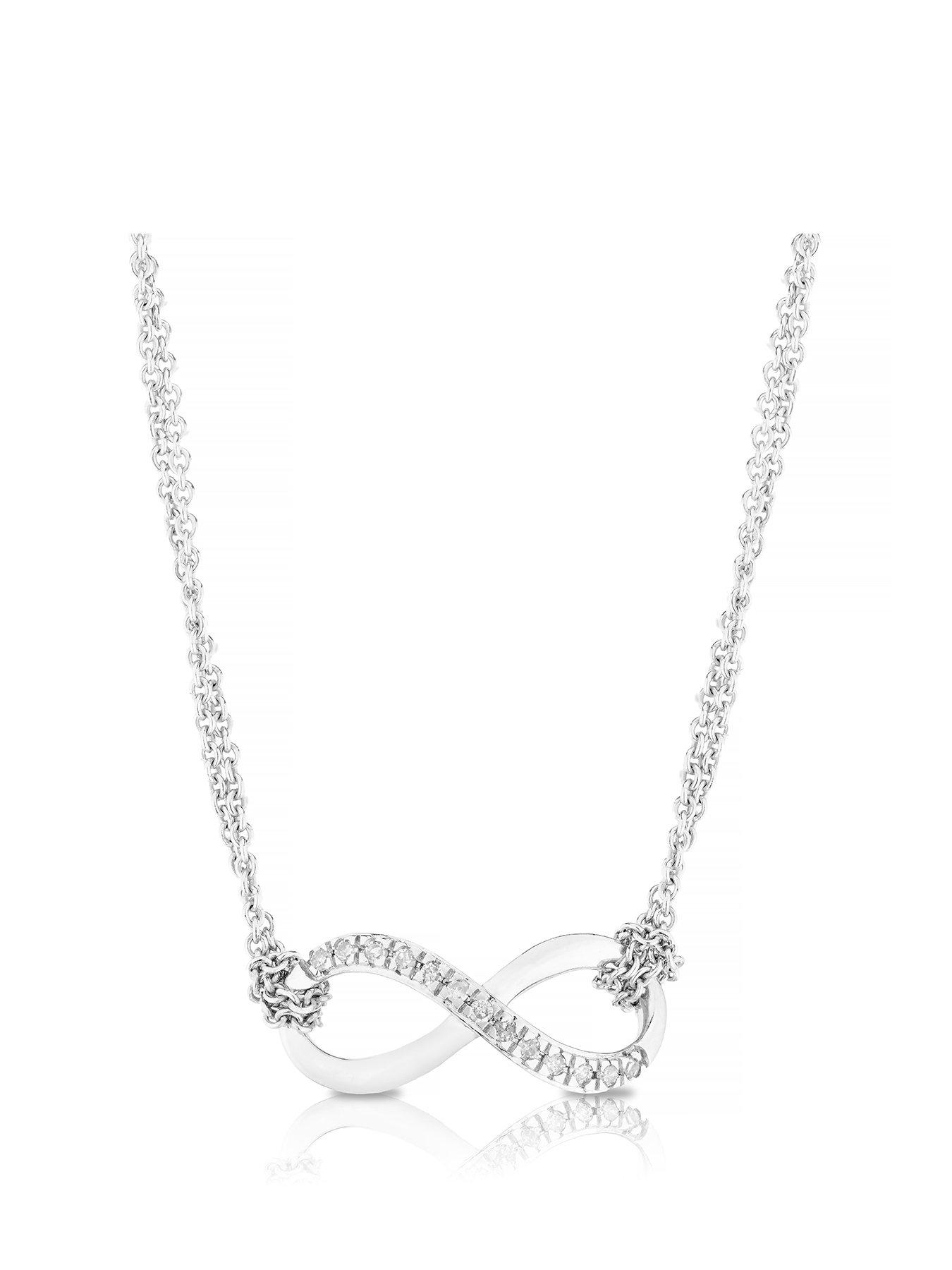 Product photograph of Ernest Jones Silver Necklace Infinity Symbol Diamond Necklace from very.co.uk