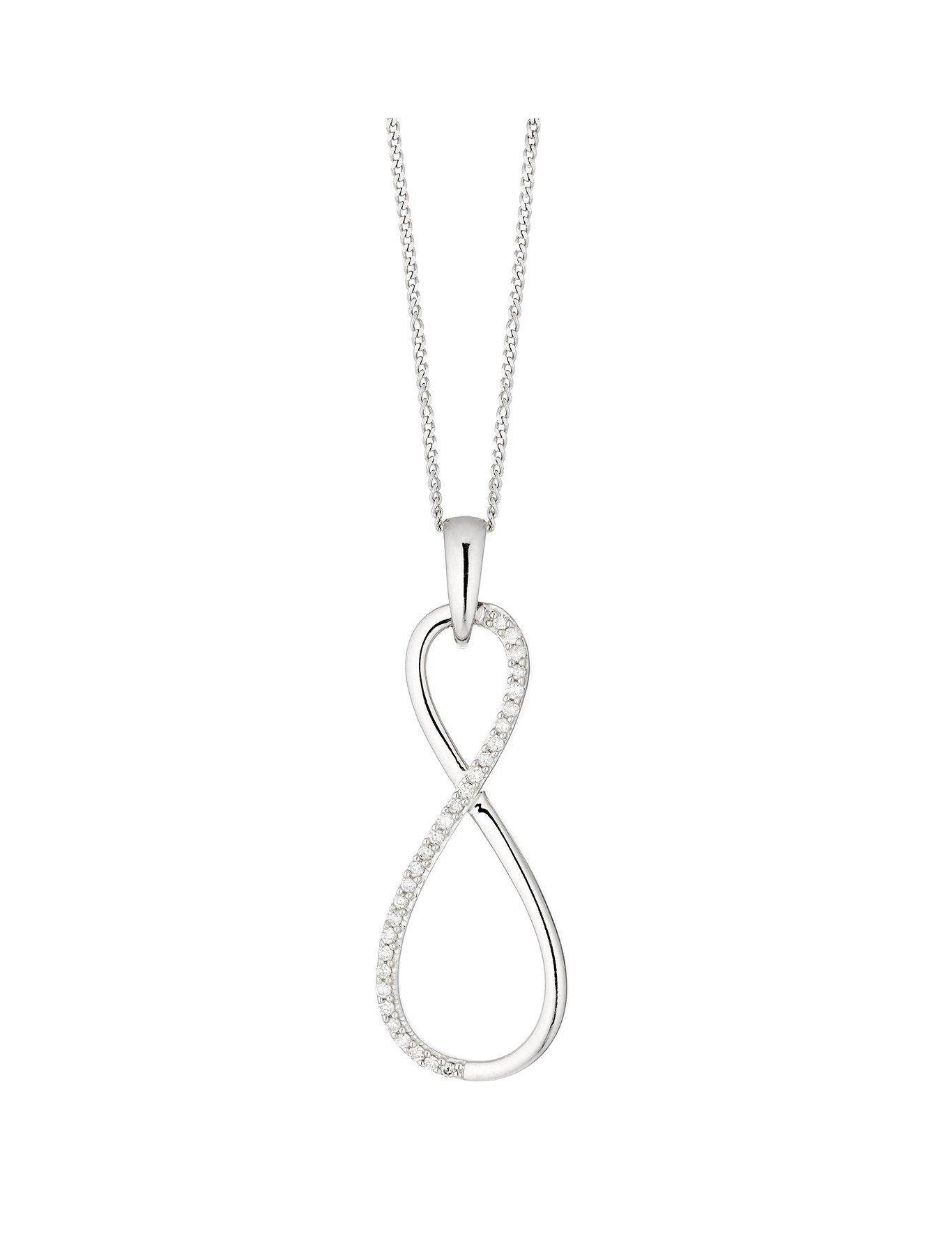 Product photograph of Ernest Jones Sterling Silver 0 10ct Diamond Infinity Pendant from very.co.uk