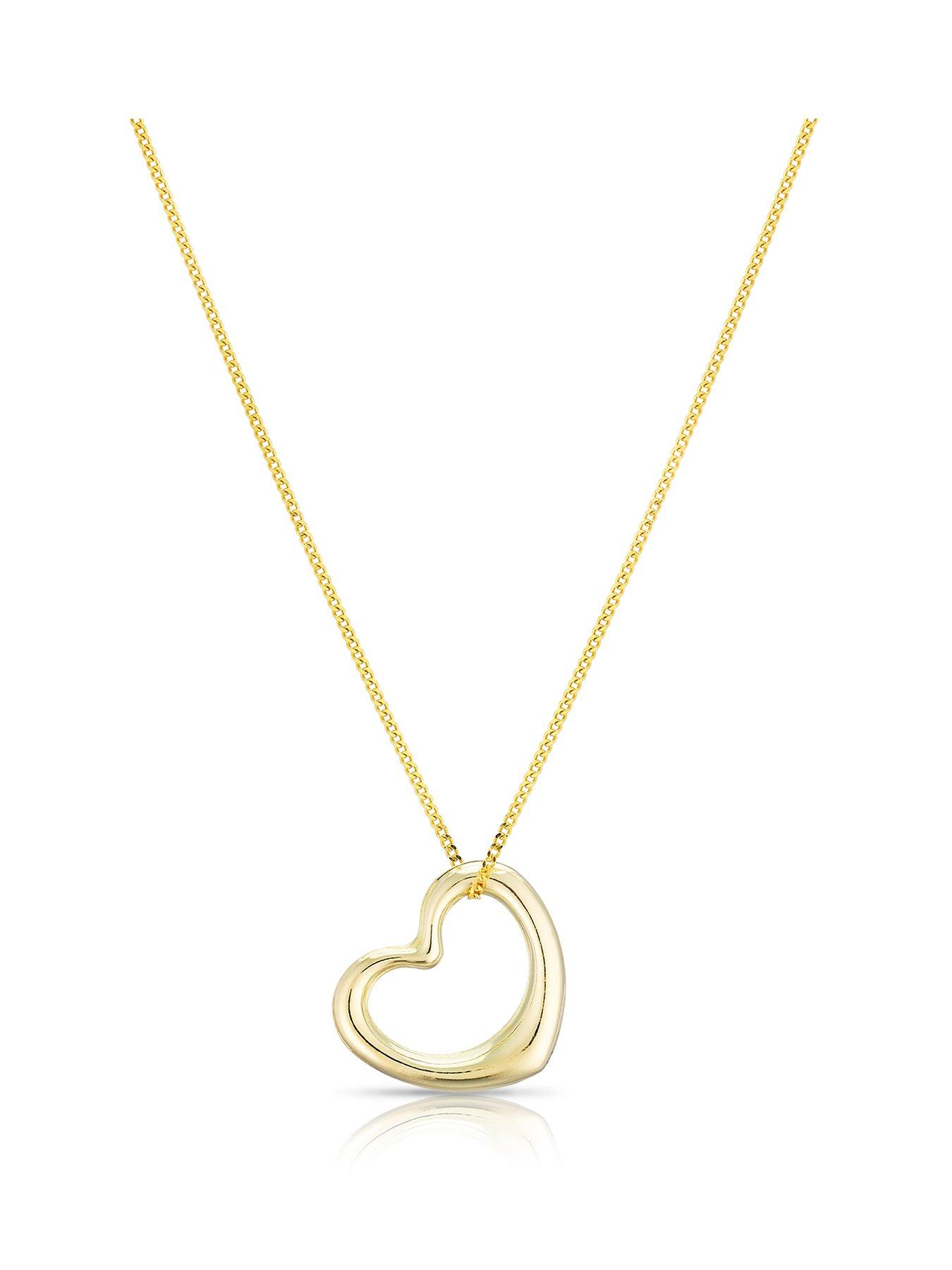 undefined 9ct Yellow Gold Necklace. Open Heart Pendant