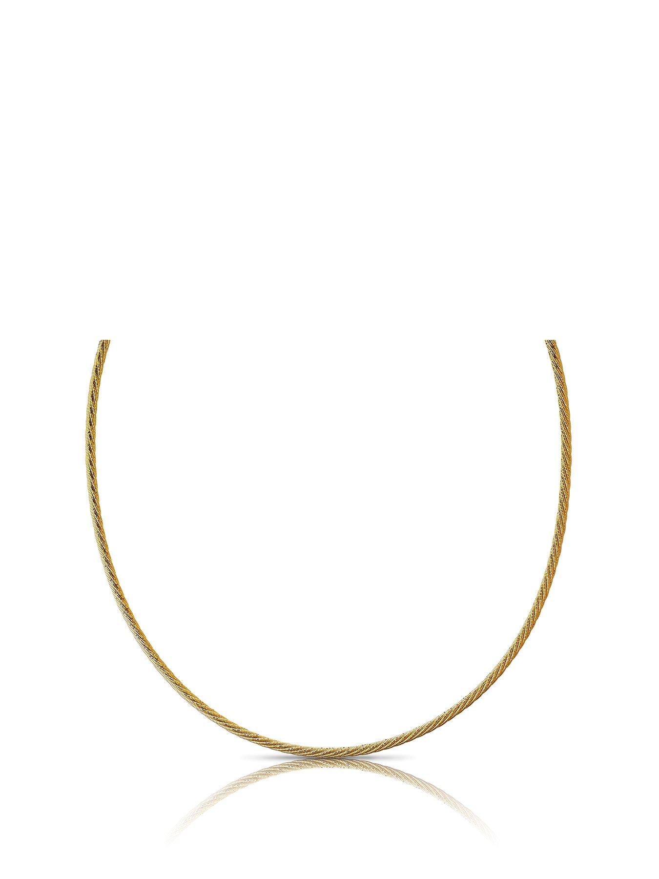 Product photograph of Ernest Jones 9ct Yellow Gold Adjustable 18 Twisted Necklace from very.co.uk