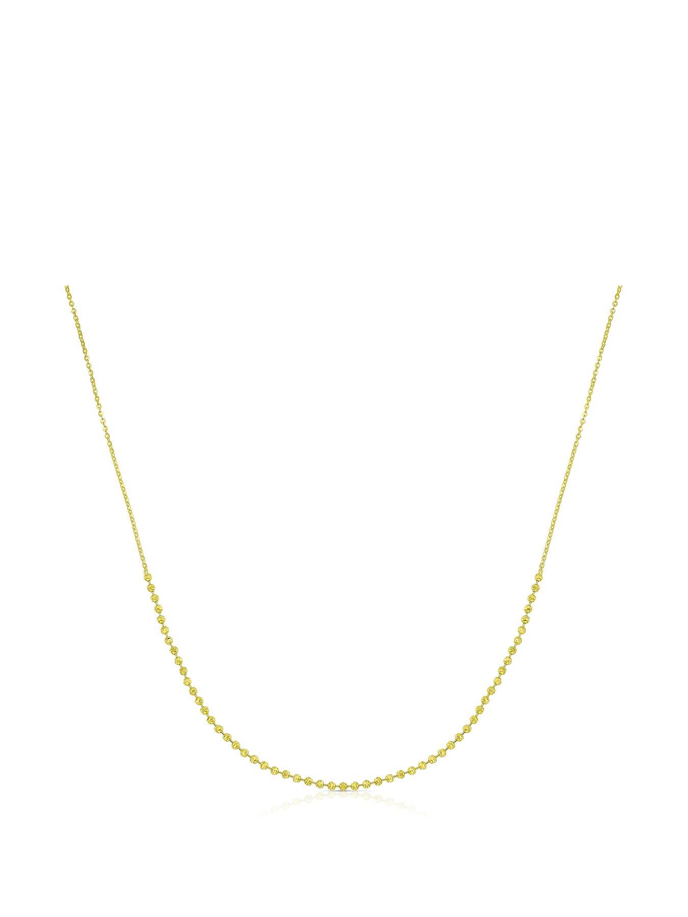 Product photograph of Ernest Jones 9ct Yellow Gold Diamond Cut Mini Bead Necklace from very.co.uk