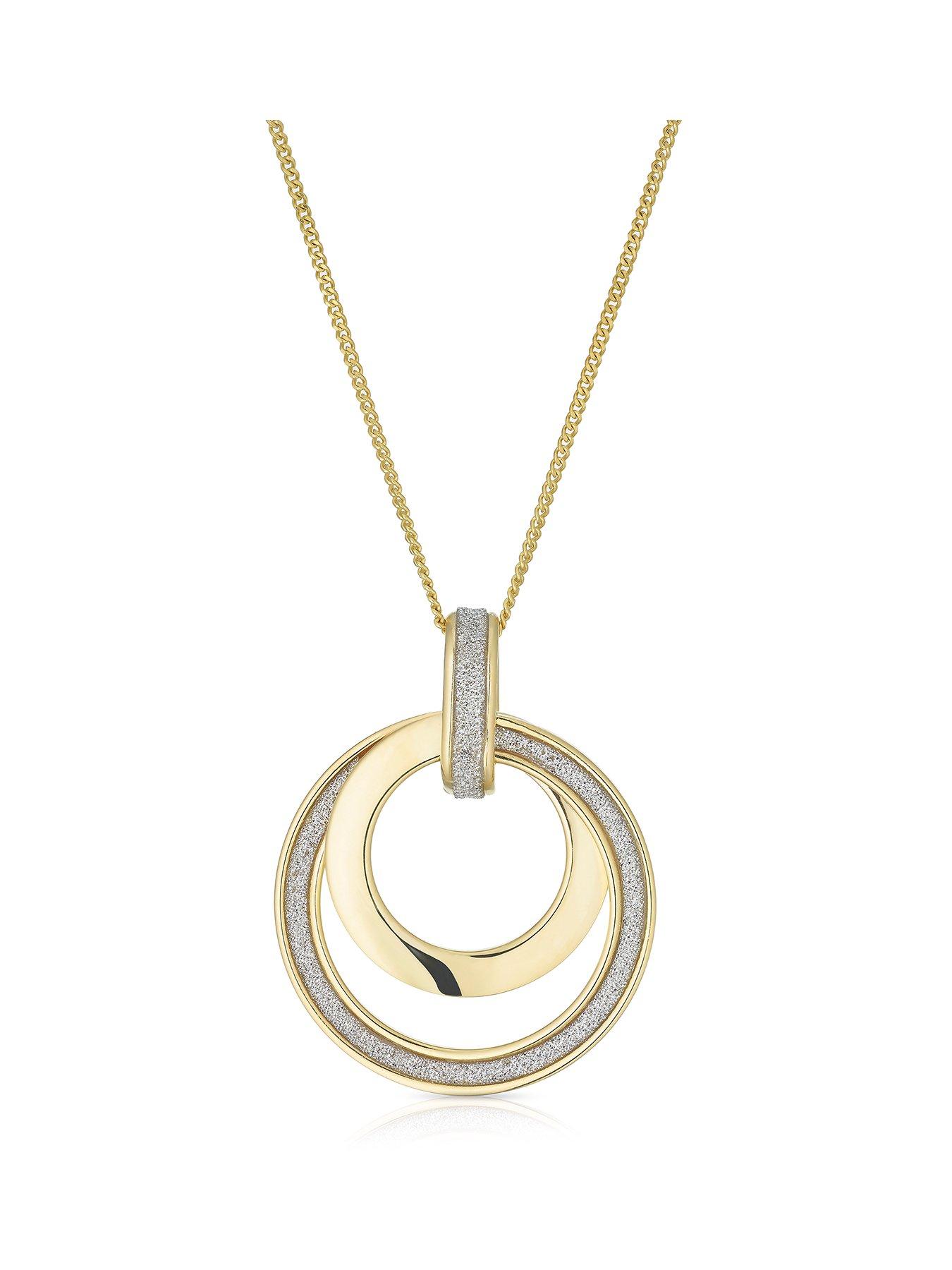 Product photograph of Ernest Jones 9ct Yellow Gold Sparkle Chain Pendant from very.co.uk