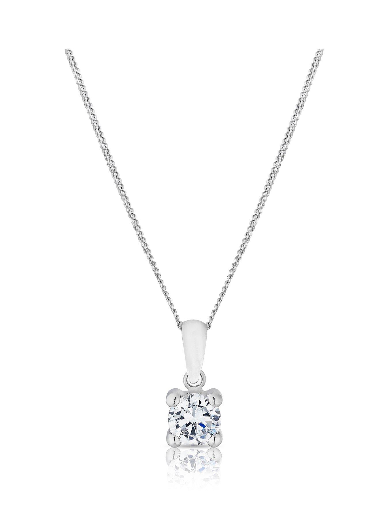 Ernest Jones 9ct White Gold & Cubic Zirconia Pendant