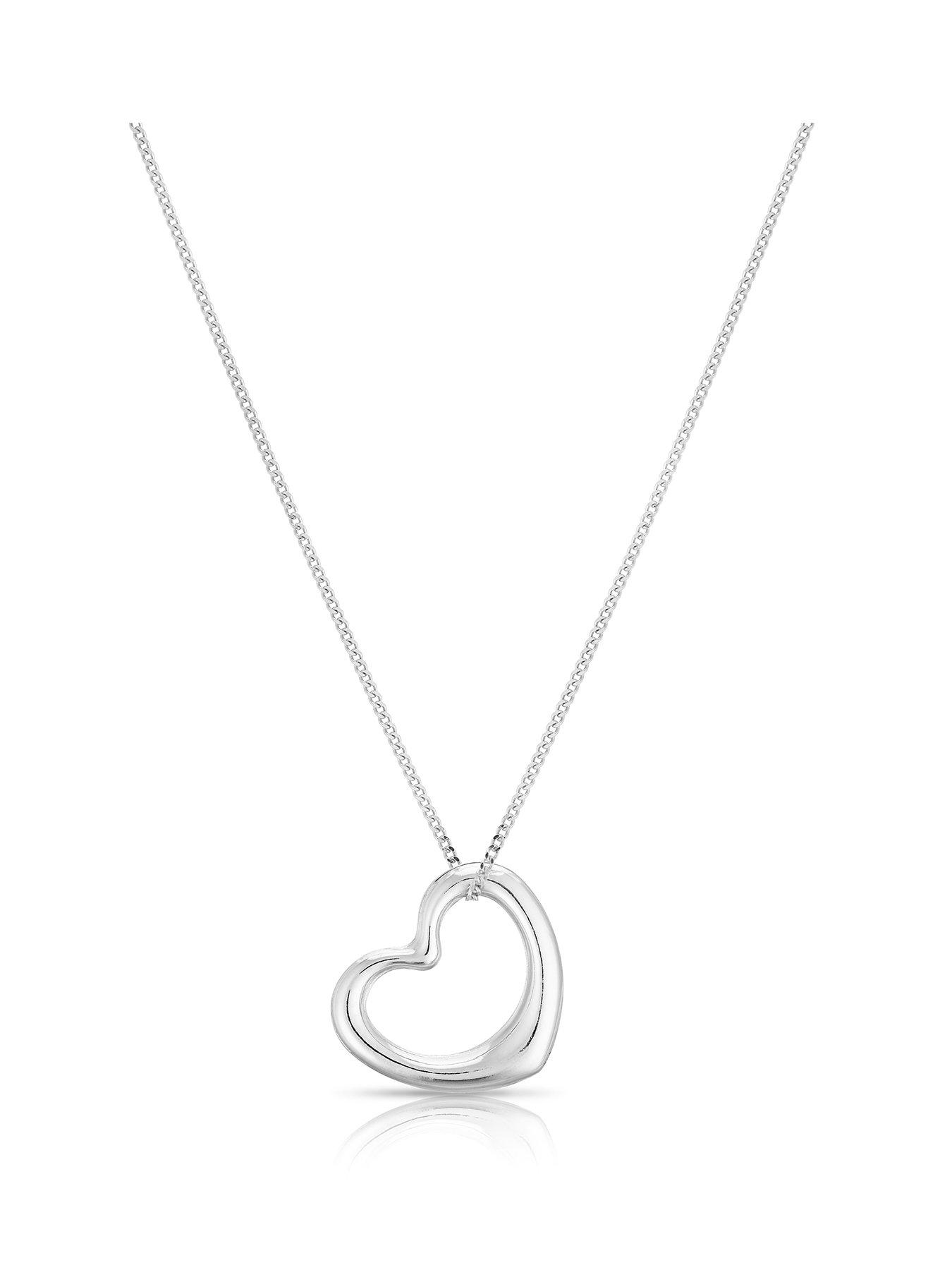 Product photograph of Ernest Jones 9ct White Gold Open Heart Pendant from very.co.uk