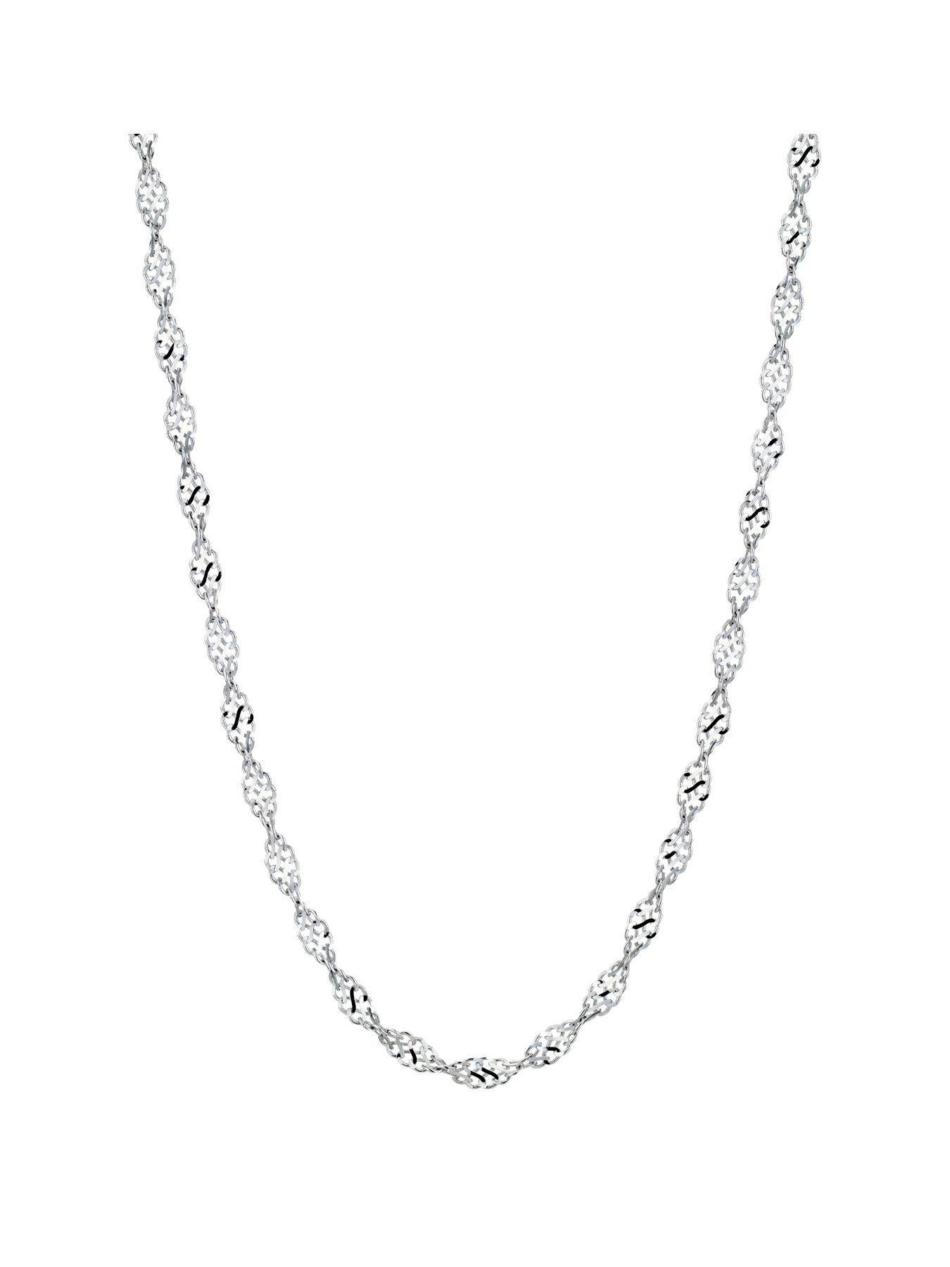 undefined 9ct White Gold Necklace. Sparkle Twist 17.75 Inch Chain