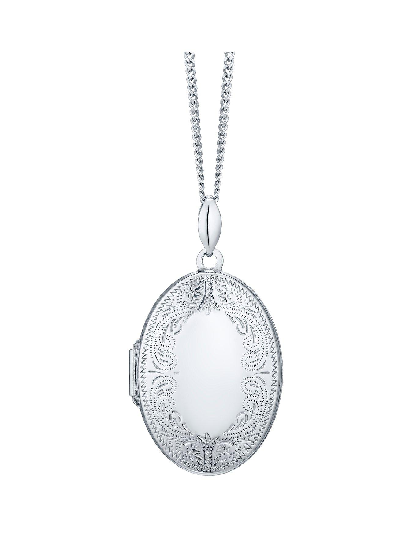 Product photograph of Ernest Jones Sterling Silver 20 Inch Chain Oval Locket from very.co.uk
