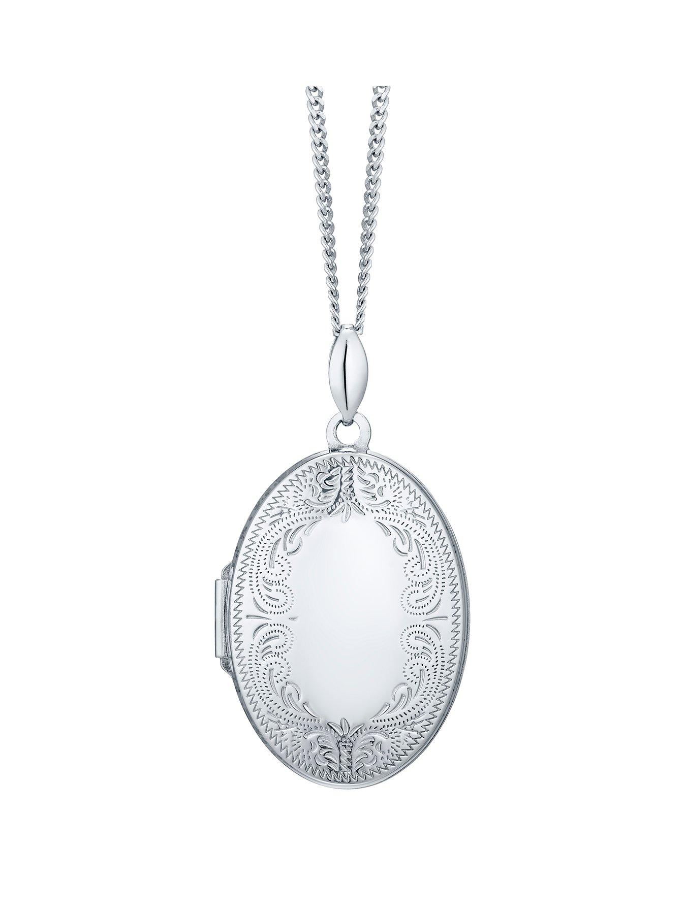 Ernest Jones Sterling Silver 20 Inch Chain Oval Locket