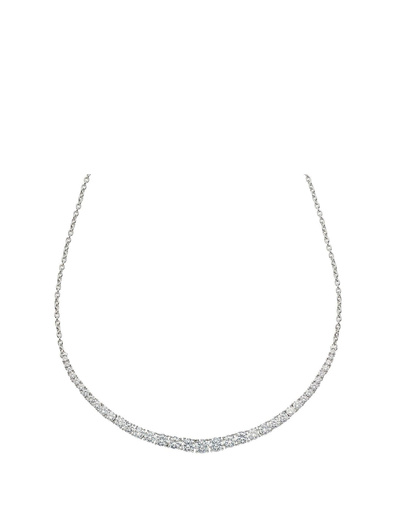 Product photograph of Ernest Jones Sterling Silver 18 Inch Cubic Zirconia Tennis Necklace from very.co.uk