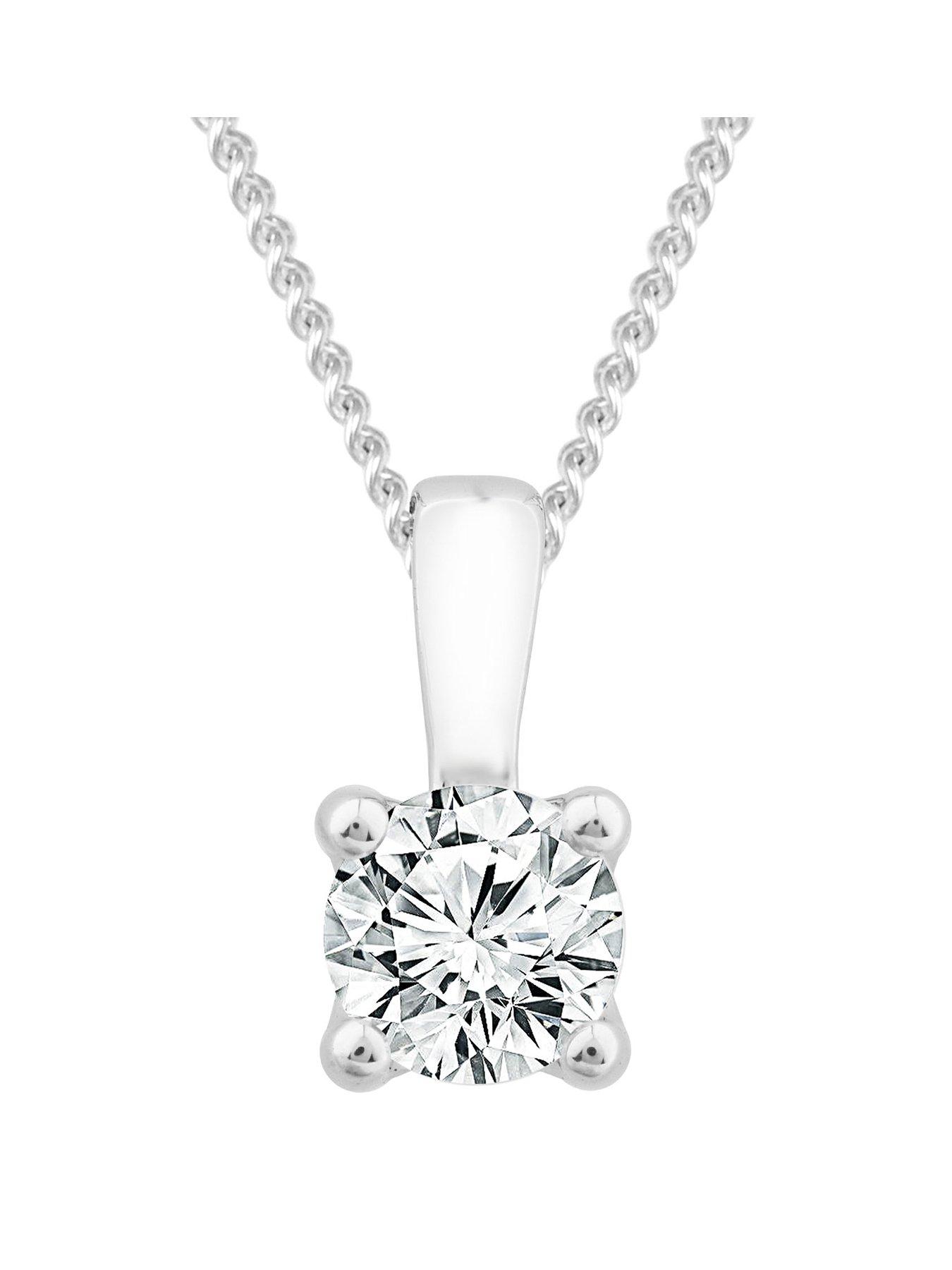 Product photograph of Ernest Jones 9ct White Gold 0 15ct Diamond Solitaire Pendant from very.co.uk