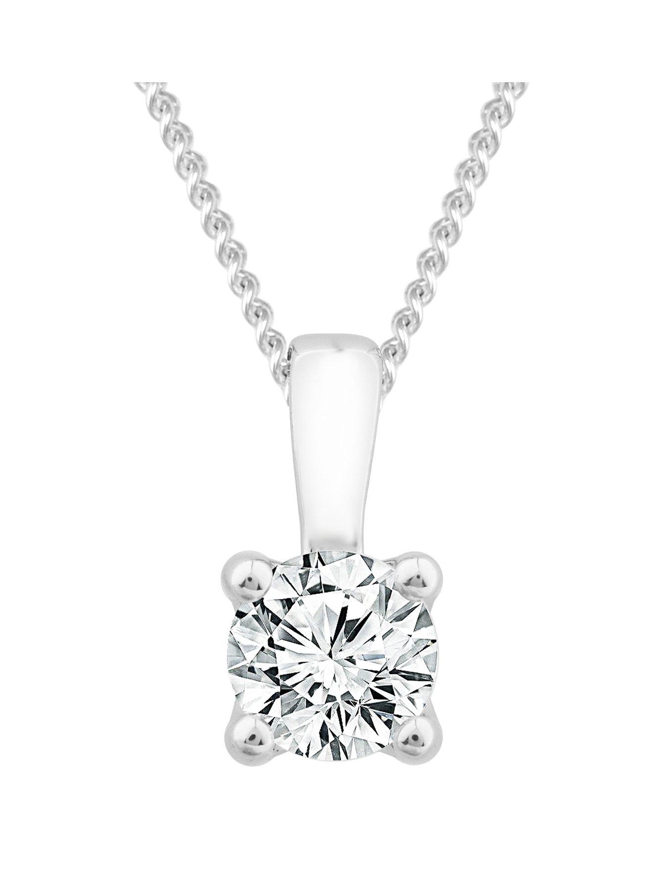 undefined 9ct White Gold Necklace. 0.15ct Diamond Solitaire Pendant
