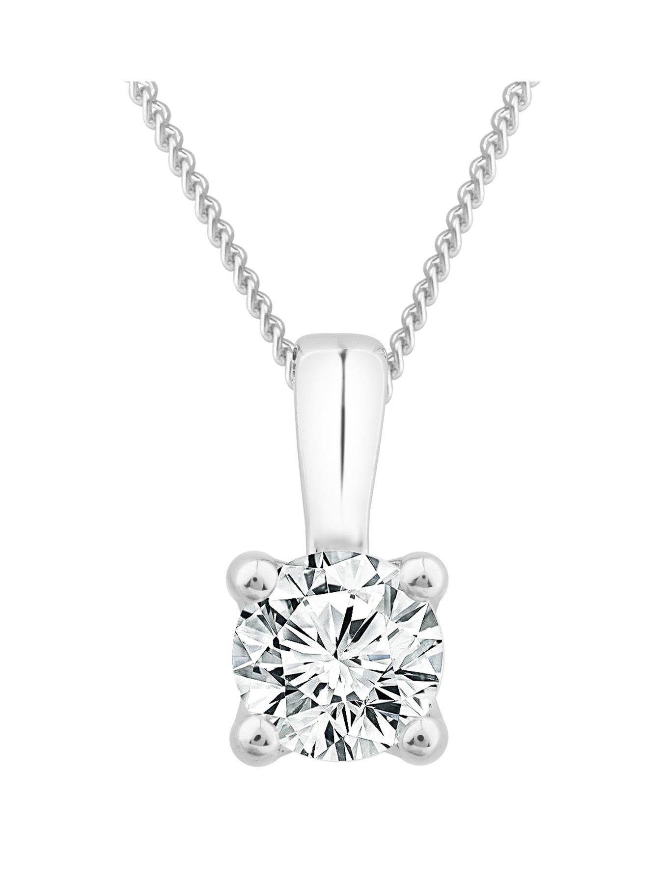 Product photograph of Ernest Jones 9ct White Gold 0 33ct Diamond Solitaire Pendant from very.co.uk