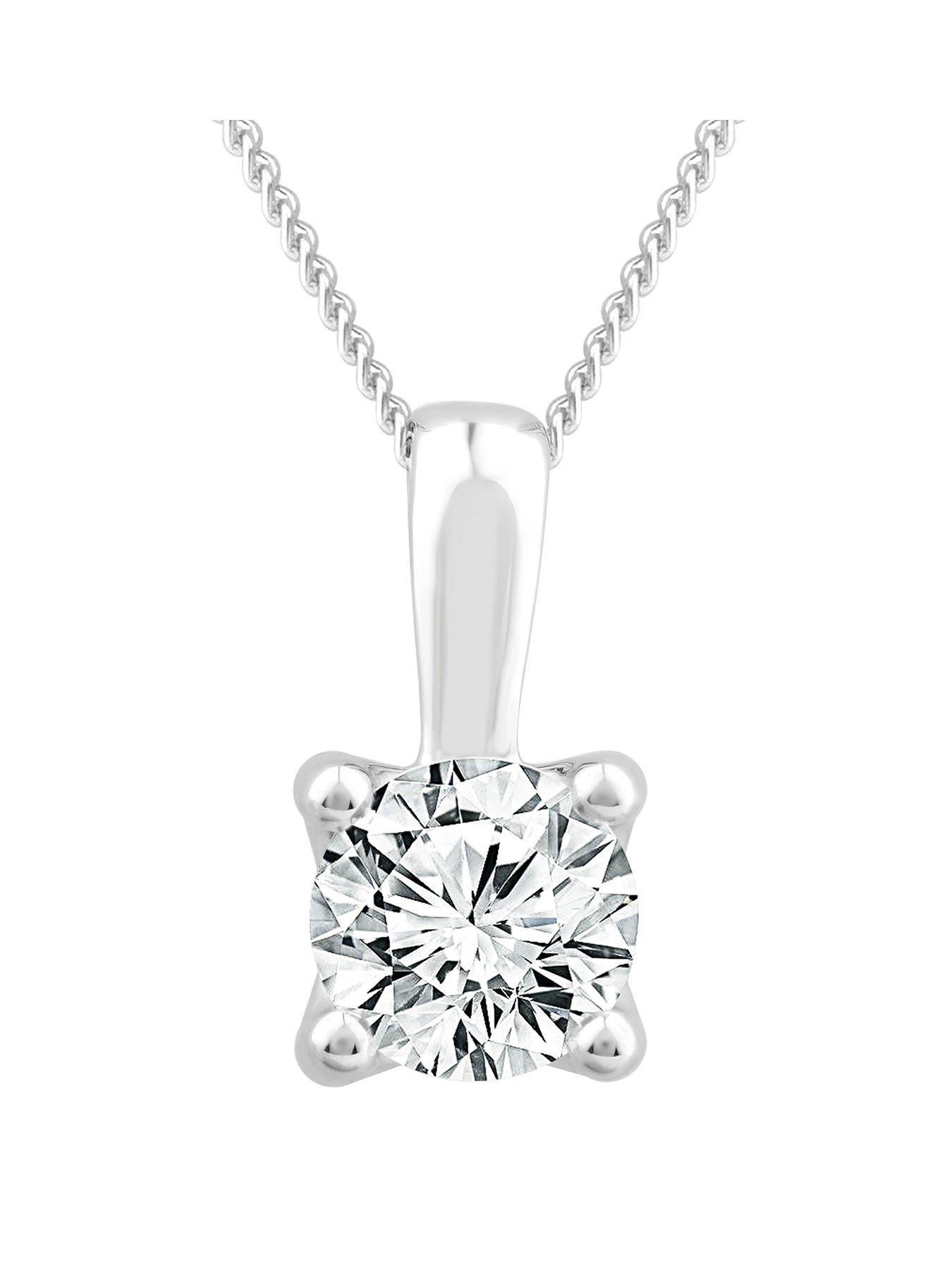 Product photograph of Ernest Jones 9ct White Gold 0 50ct Diamond Solitaire Pendant from very.co.uk