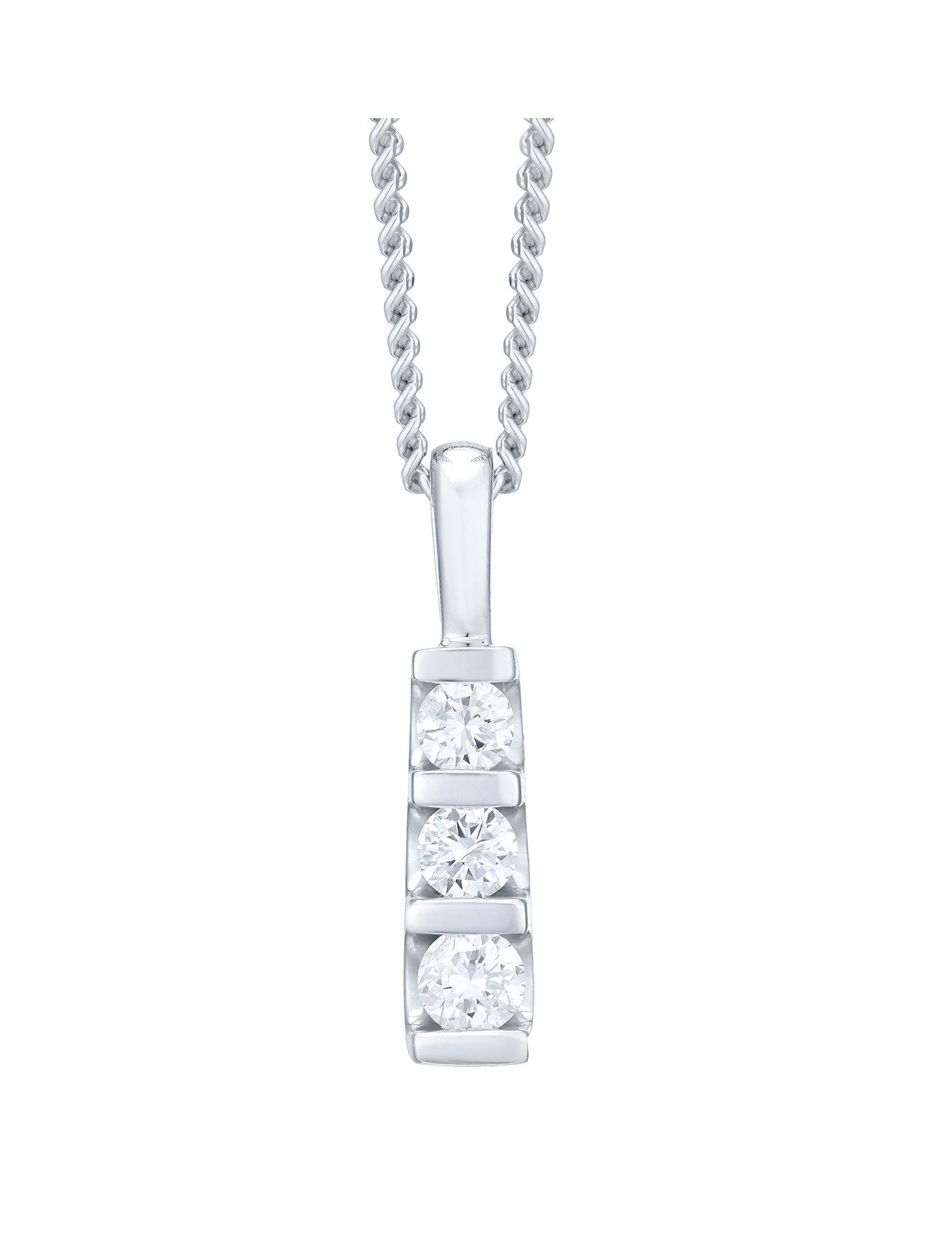 Product photograph of Ernest Jones 9ct White Gold Trilogy 0 25ct Total Diamond Pendant from very.co.uk
