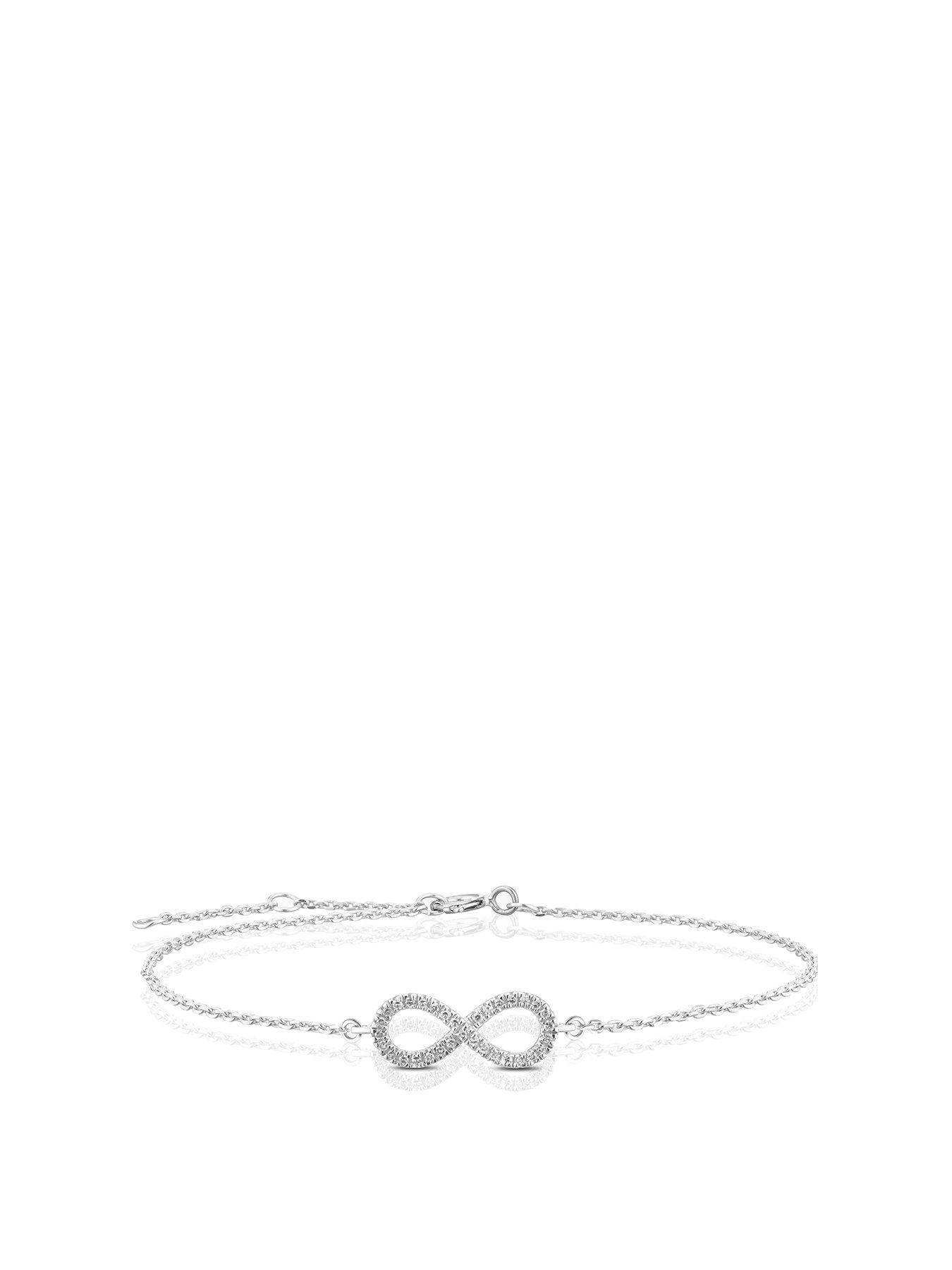 Product photograph of Ernest Jones 9ct White Gold Diamond Adjustable Infinity Bracelet from very.co.uk