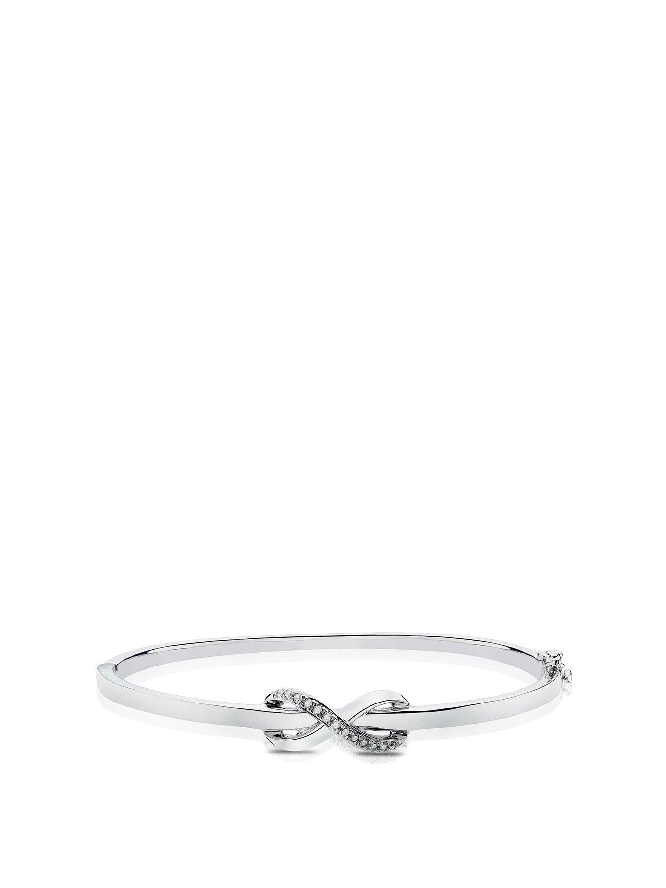 Ernest Jones Silver Bangle. 0.10ct Infinity Diamond Bangle