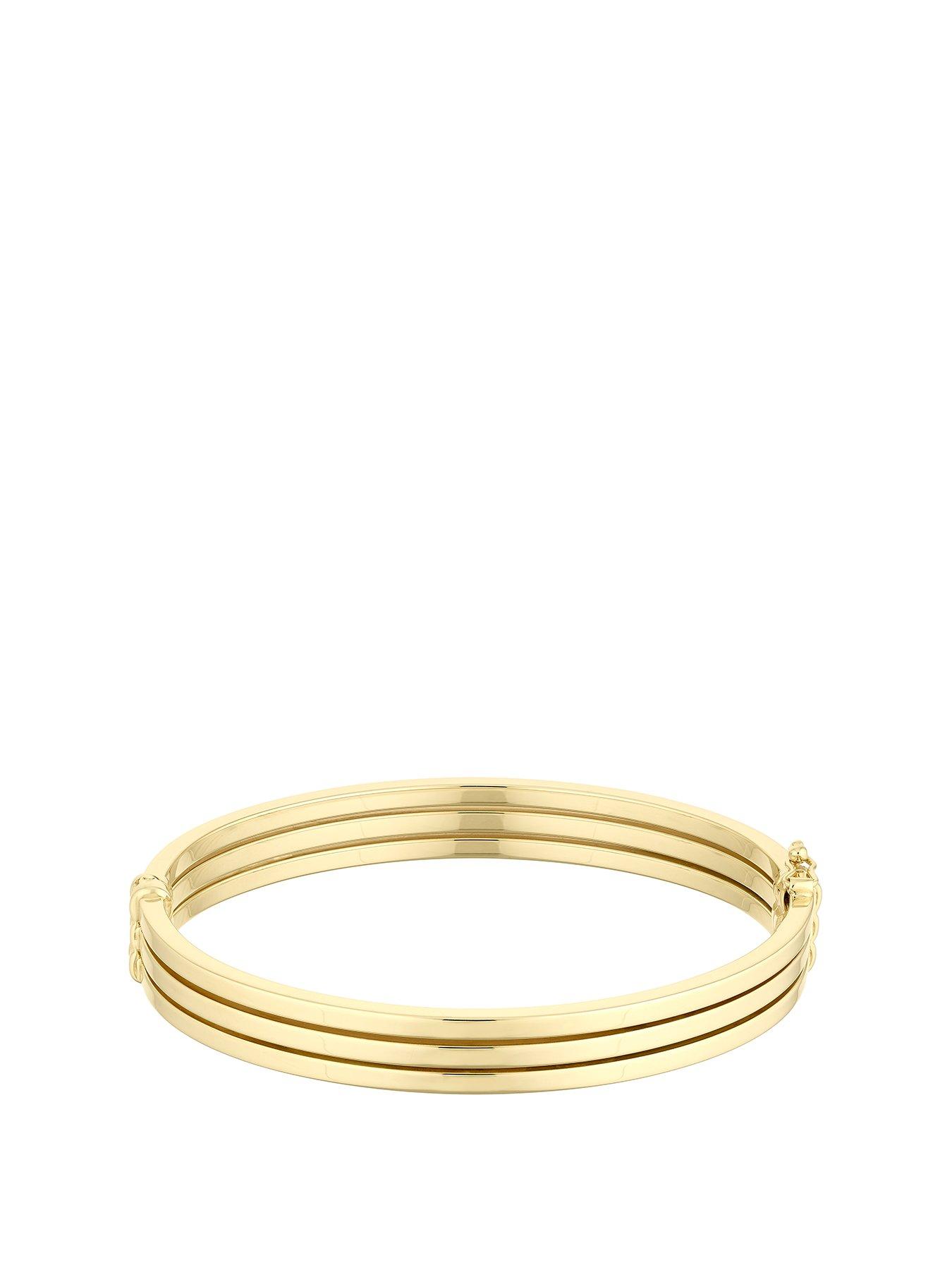 Product photograph of Ernest Jones 9ct Yellow Gold Triple Row Bangle from very.co.uk