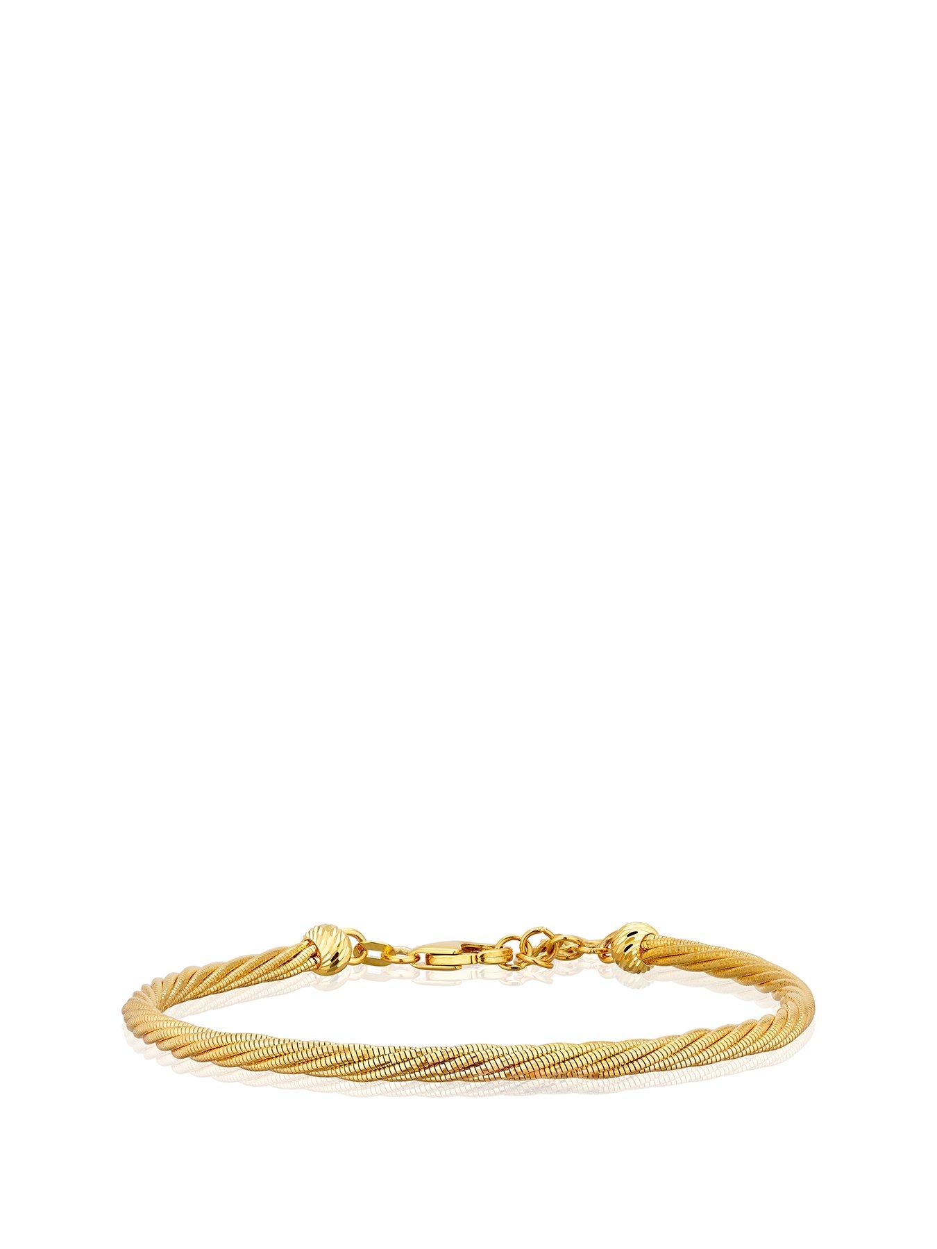 Product photograph of Ernest Jones 9ct Yellow Gold Adjustable 7 5 Twisted Bracelet from very.co.uk