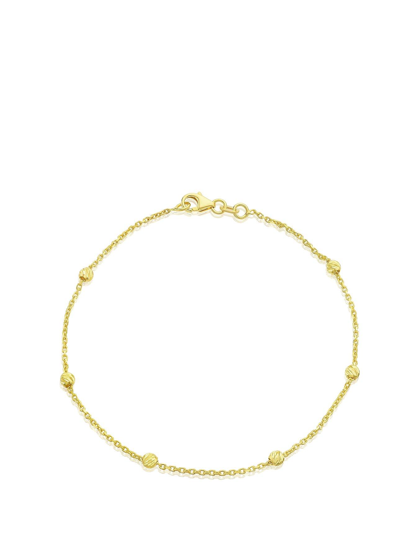 undefined 9ct Yellow Gold Bracelet. Diamond Cut Bead Station Bracelet