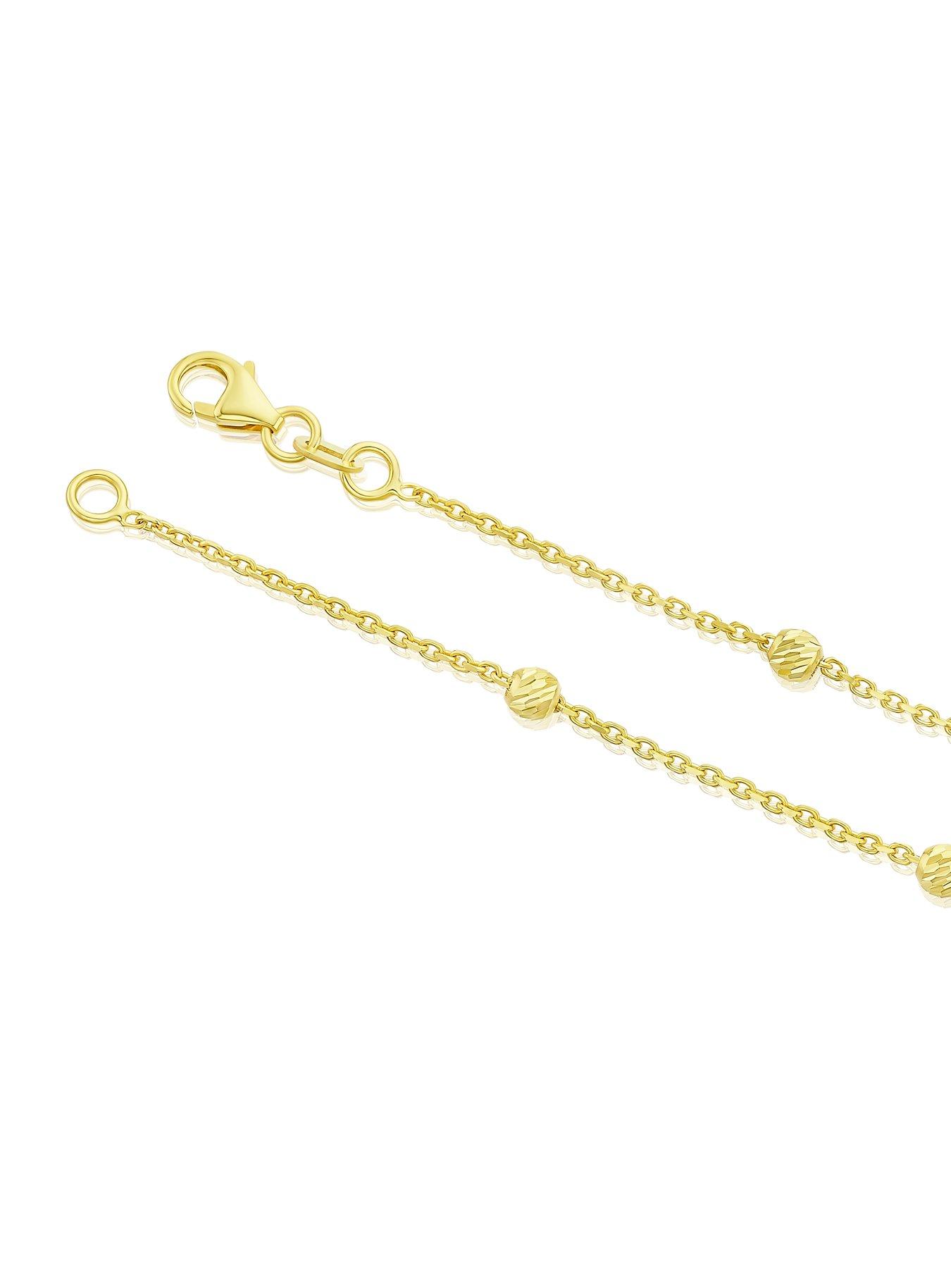 Ernest Jones 9ct Yellow Gold Diamond Cut Bead Station