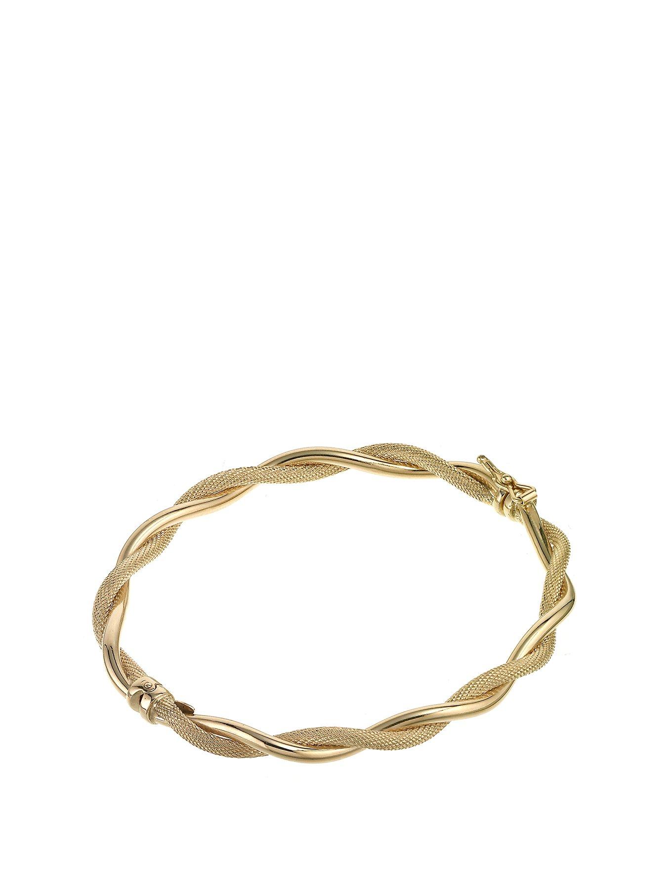 Product photograph of Ernest Jones 9ct Gold Matt And Polished Twist Bracelet from very.co.uk