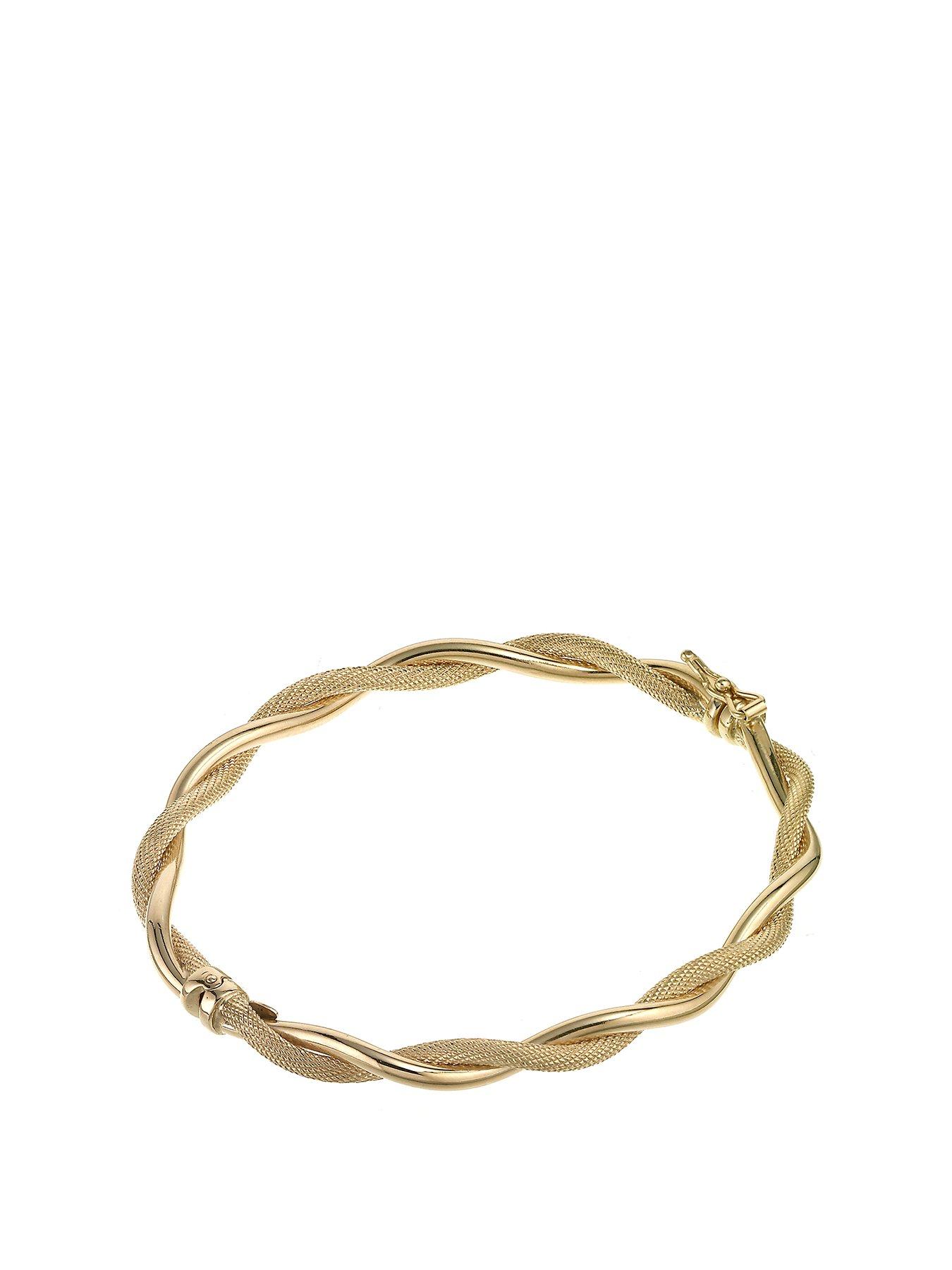 Ernest Jones 9ct Yellow Gold Bracelet. Matt And Polished Twist Bracelet